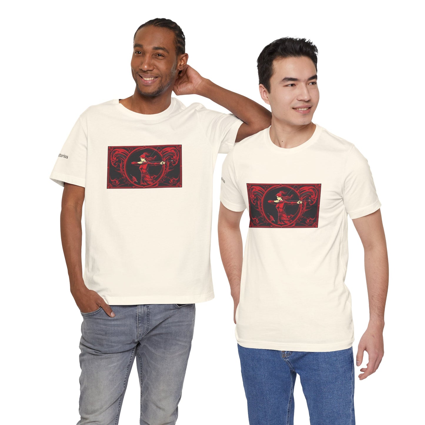 Sagittarius - Gothic Zodiac T-Shirt. Red graphic in front. Zodiac in the Shadows
