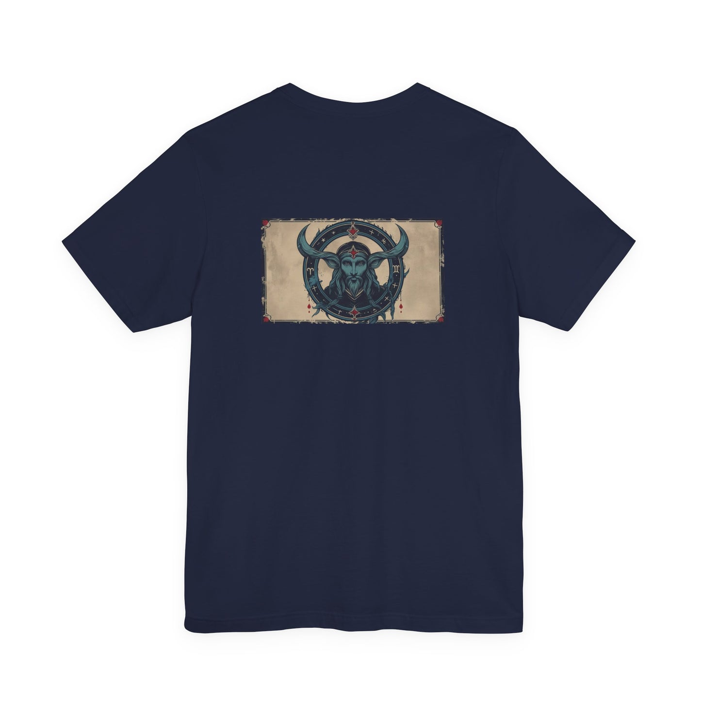 Capricorn - Gothic Zodiac T-Shirt. Blue graphic on the back. Zodiac in the Shadows