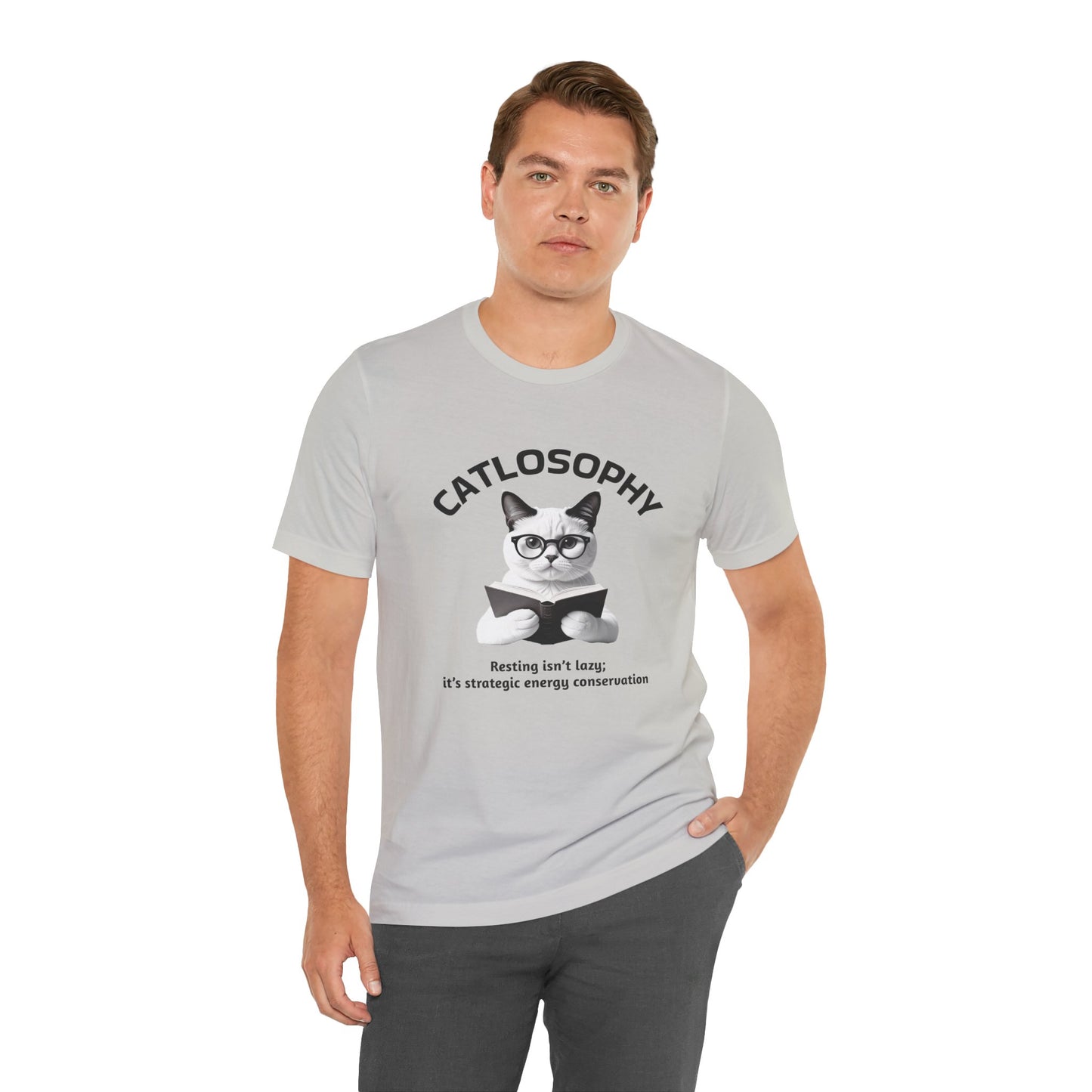 Catlosophy Unisex Jersey Short Sleeve Tee – "Resting isn't Lazy" Design