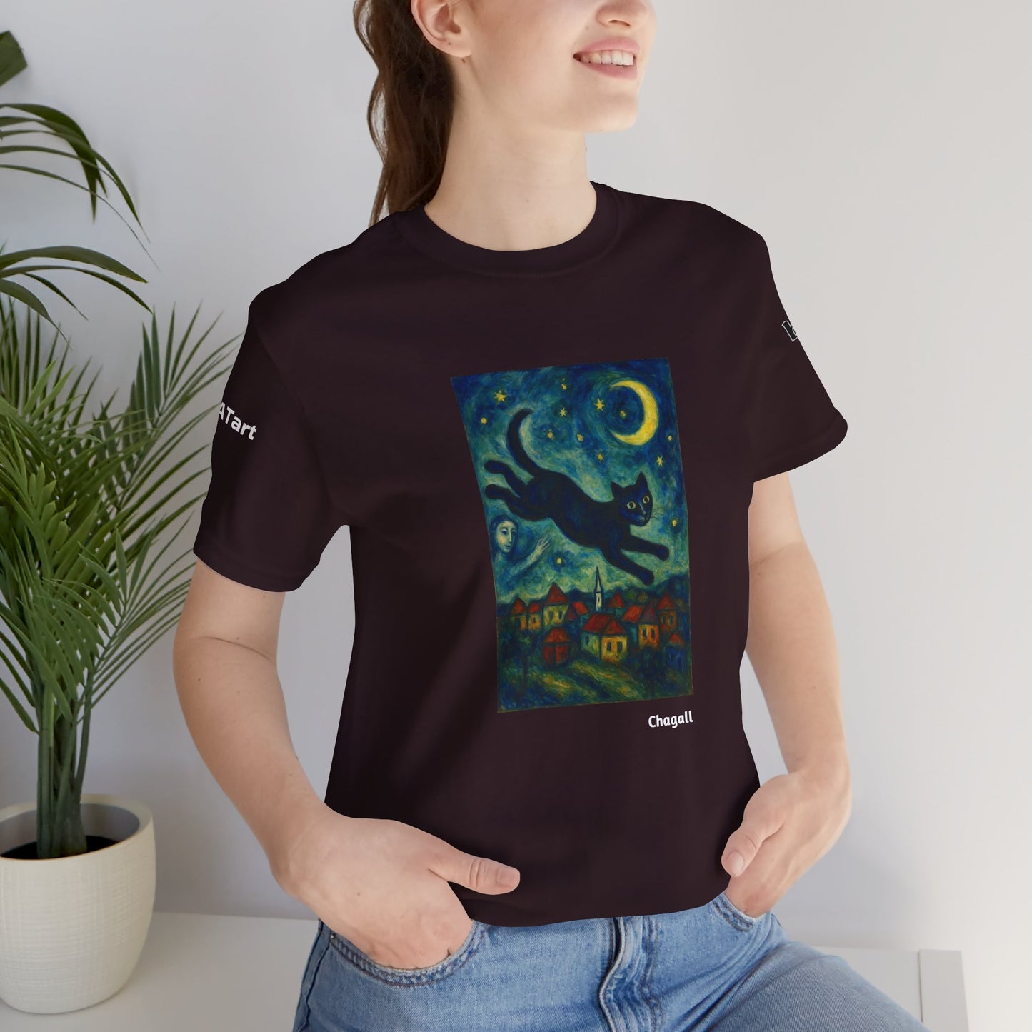 CATART Unisex Jersey Cat T-Shirt - MARC CHAGALL - Iconic Painting Reimagined with Cats