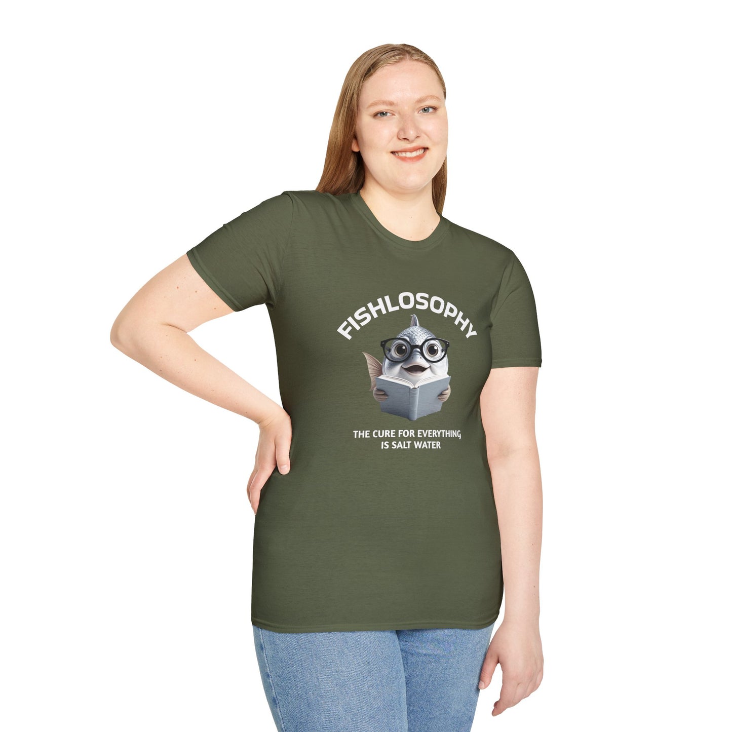 Fishlosophy Unisex T-Shirt - Ocean Vibes and Life's Questions Design - The Cure For Everything Is Salt Water