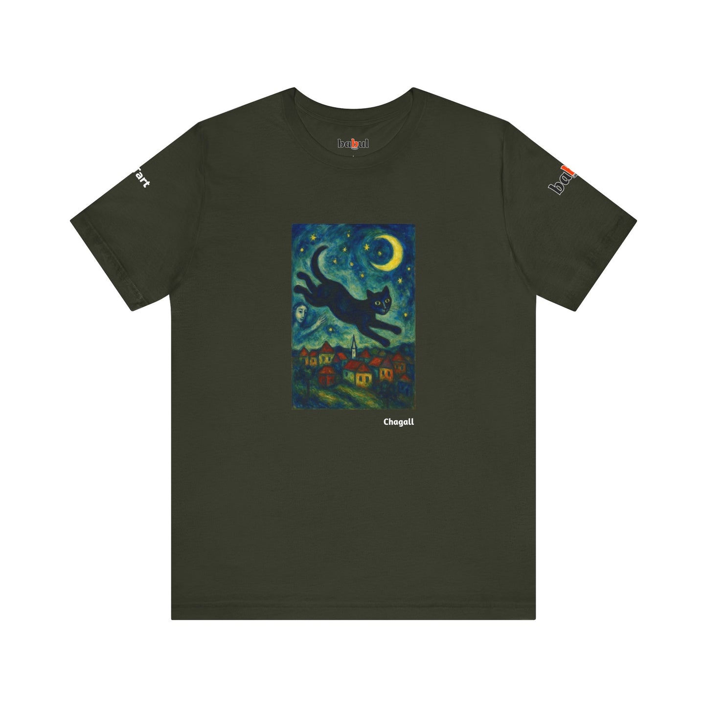 CATART Unisex Jersey Cat T-Shirt - MARC CHAGALL - Iconic Painting Reimagined with Cats