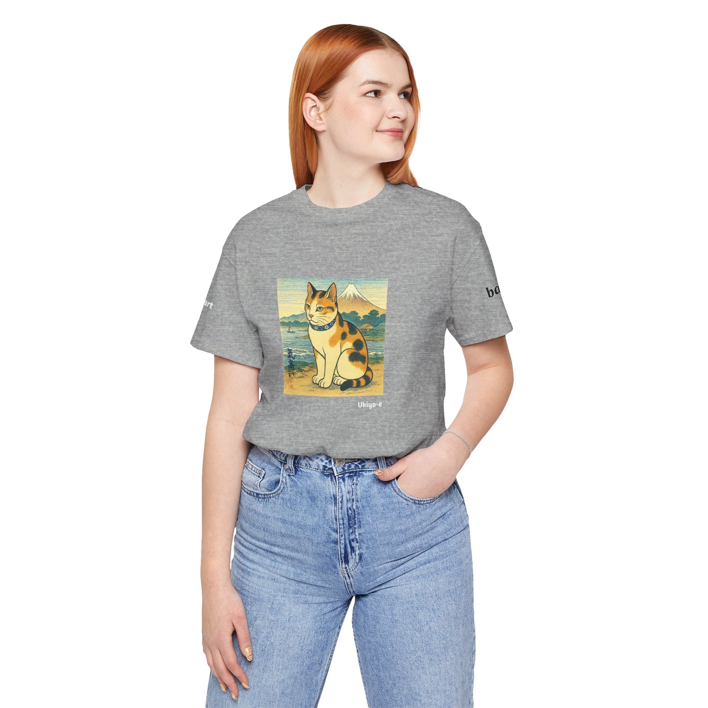 CATART Unisex Jersey Cat T-Shirt - UKIYO-E Japanese art Style - Iconic Painting Reimagined with Cats