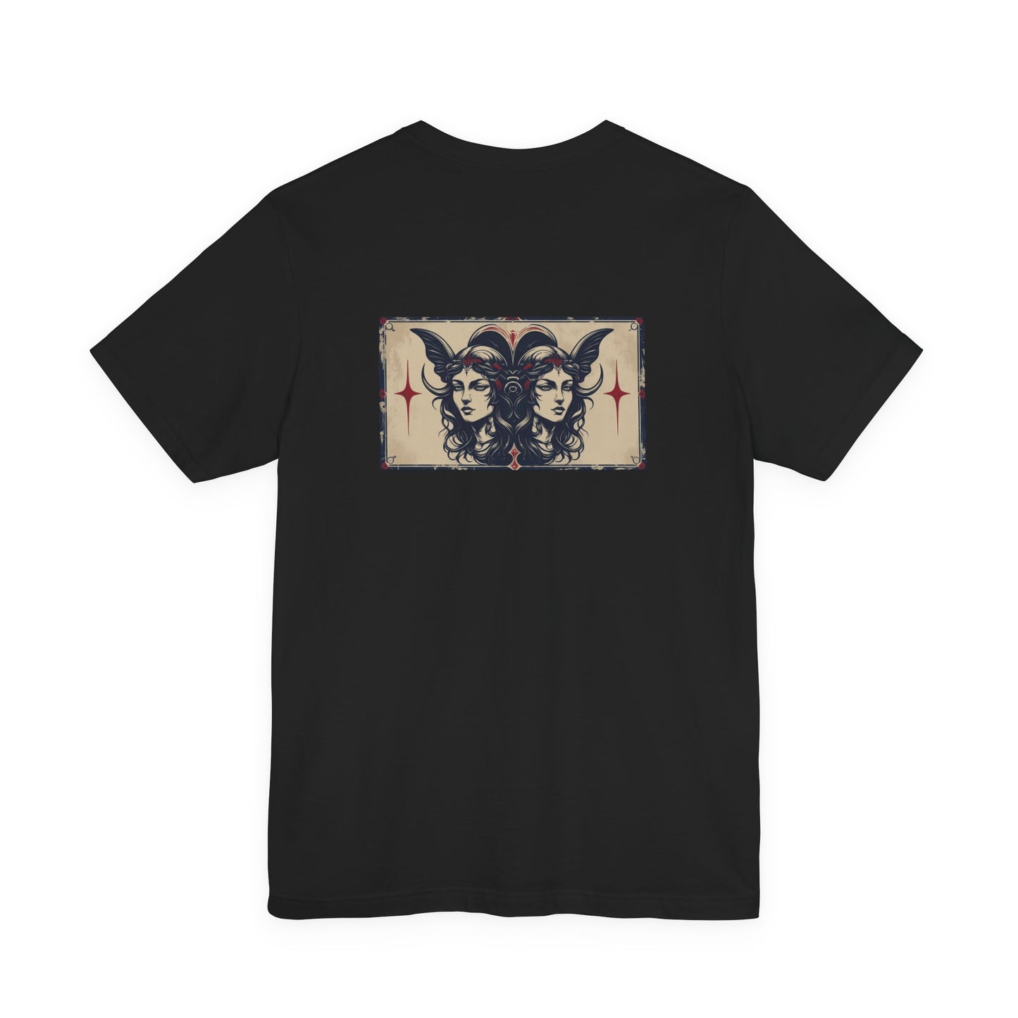 Gemini - Gothic Zodiac T-Shirt. Blue graphic on the back. Zodiac in the Shadows