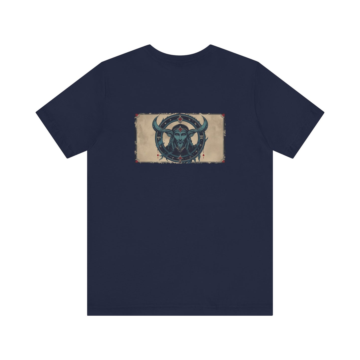 Capricorn - Gothic Zodiac T-Shirt. Blue graphic on the back. Zodiac in the Shadows