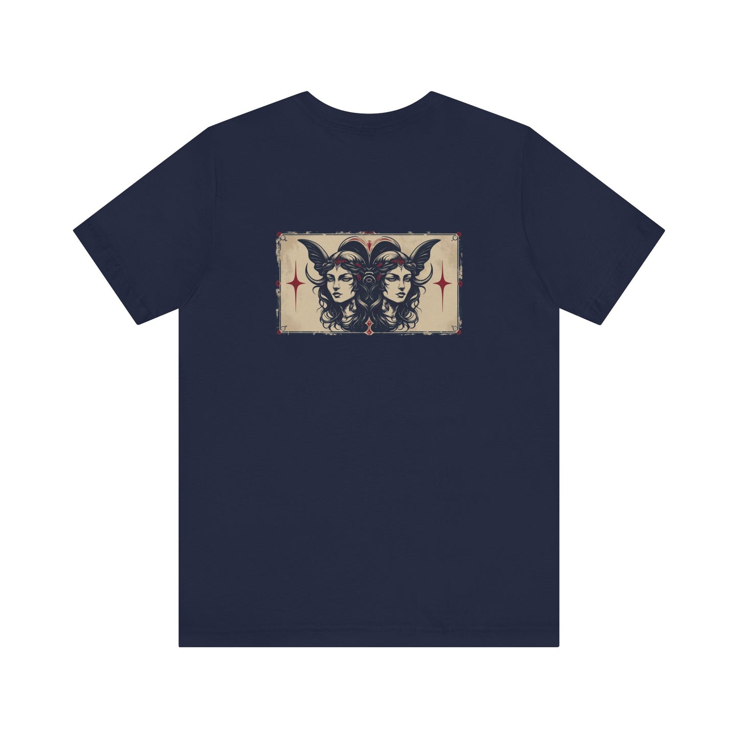 Gemini - Gothic Zodiac T-Shirt. Blue graphic on the back. Zodiac in the Shadows