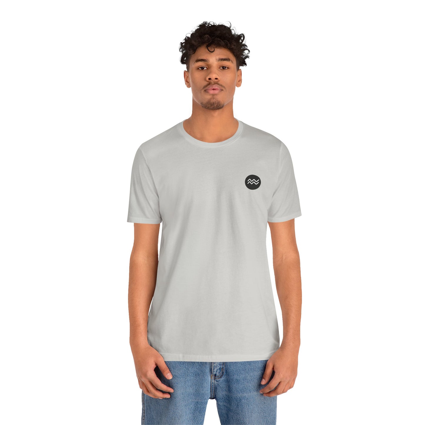 Aquarius - Gothic Zodiac, Red Graphic on the back T-Shirt. Zodiac in the Shadows