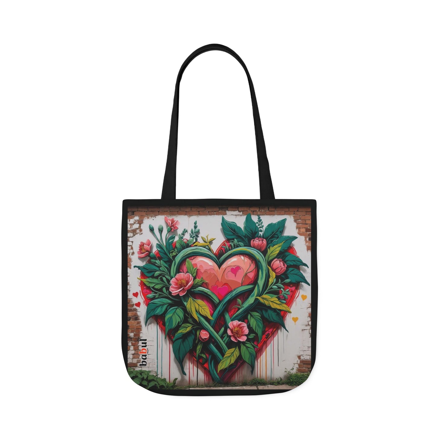 Artistic Surge - Eco-Friendly Canvas Tote Bag - FLOWERED HEARTS