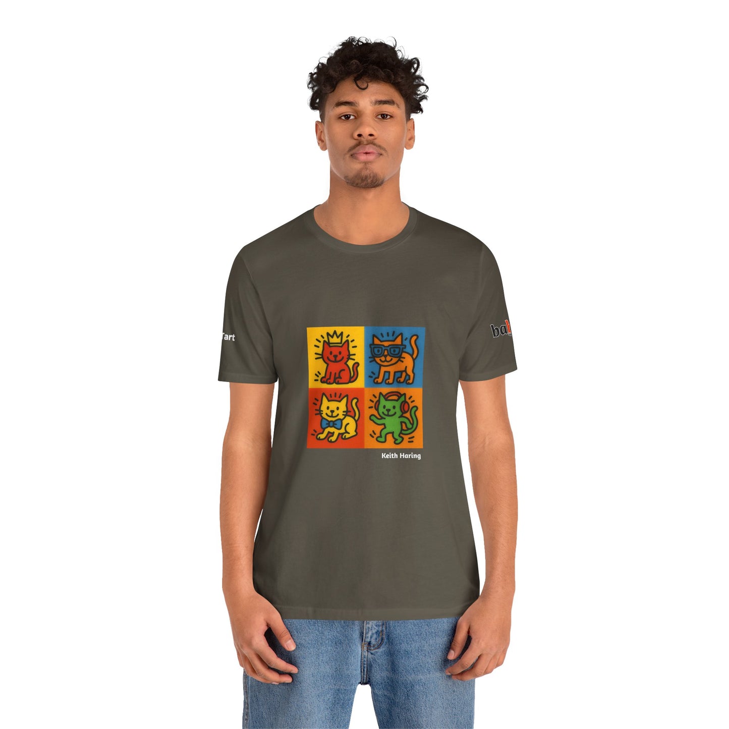 CATART Unisex Jersey Cat T-Shirt - KEITH HARING - Iconic Painting Reimagined with Cats