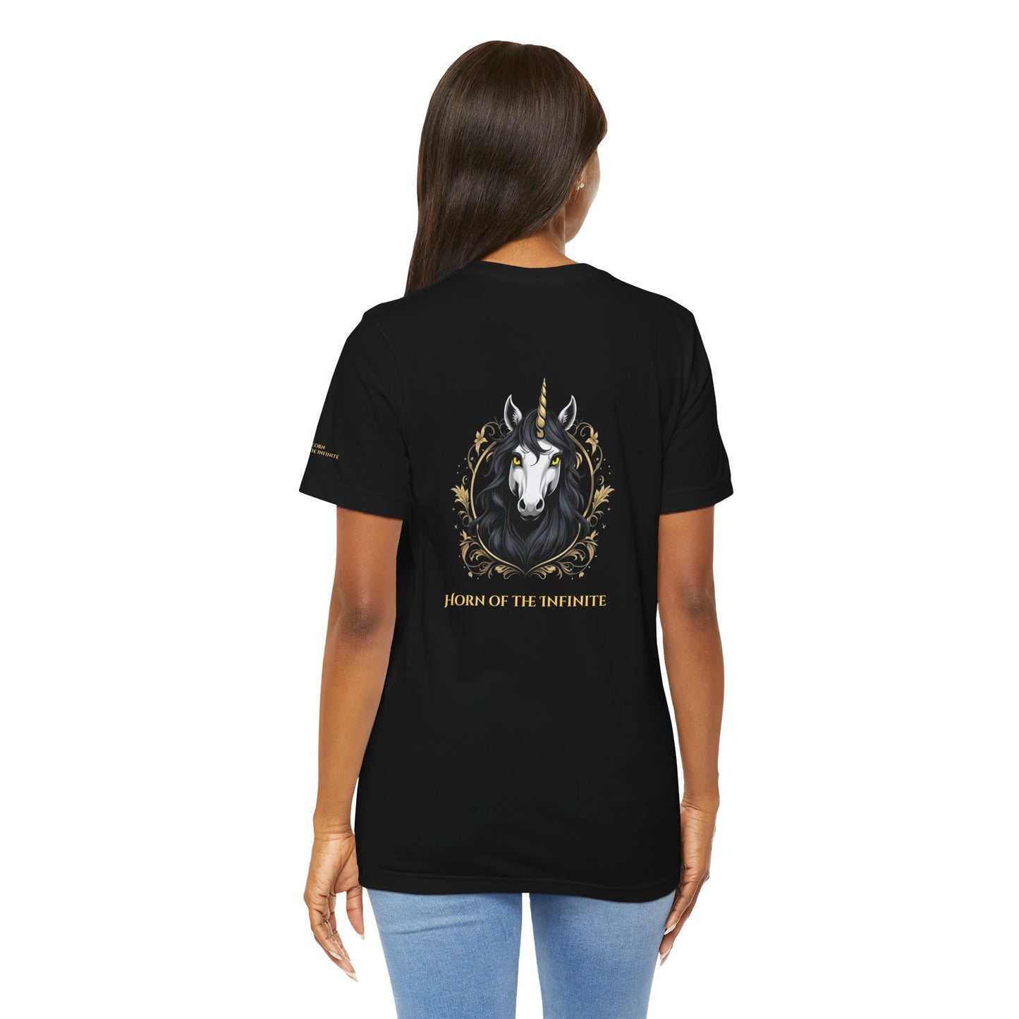 Unicorn – Horn of the Infinite - Magic Animals T-Shirt Black Only (graphic on the back)