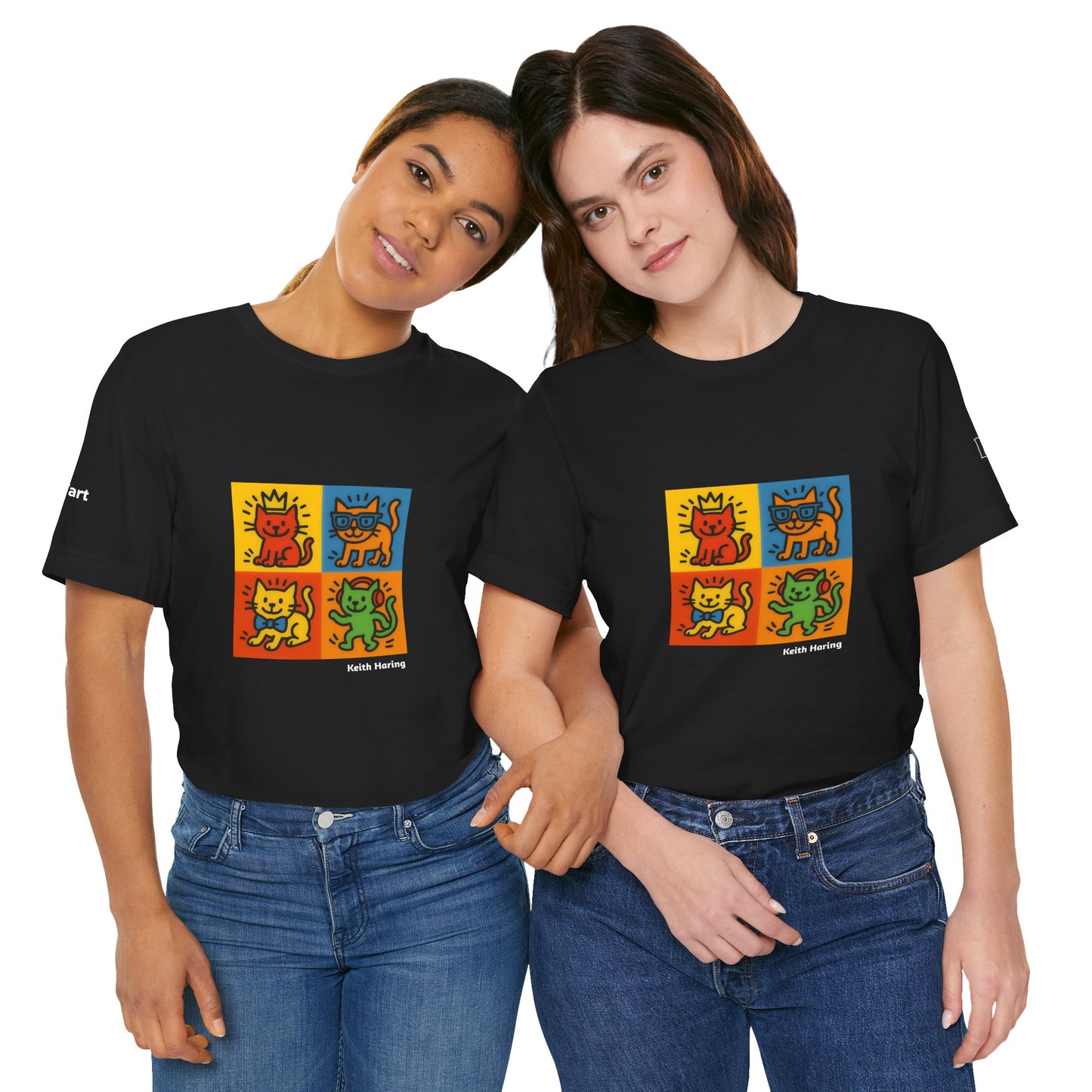 CATART Unisex Jersey Cat T-Shirt - KEITH HARING - Iconic Painting Reimagined with Cats