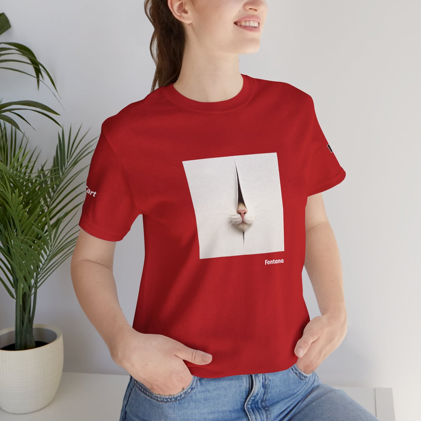 CATART Unisex Jersey Cat T-Shirt - FONTANA - Iconic Painting Reimagined with Cats