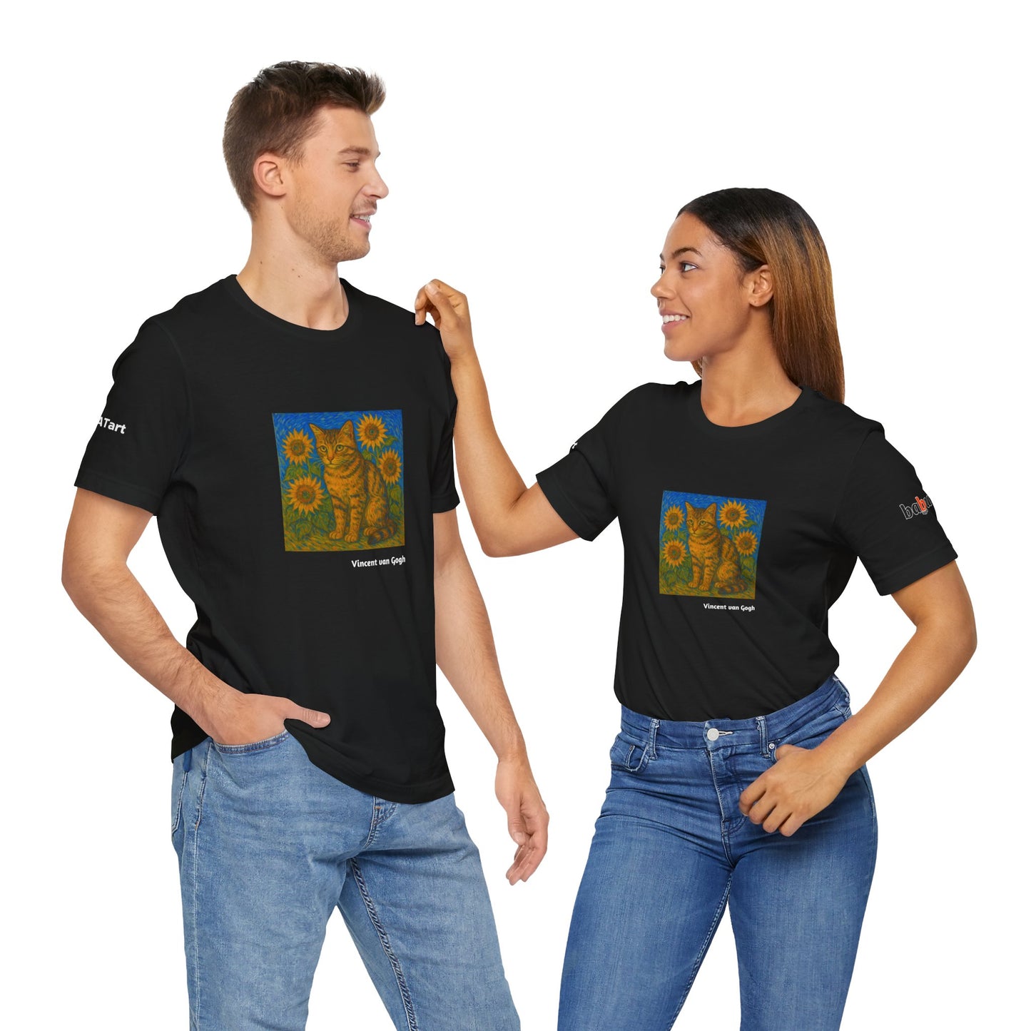 CATART Unisex Jersey Cat T-Shirt - Vincent van Gogh - Iconic Painting Reimagined with Cats