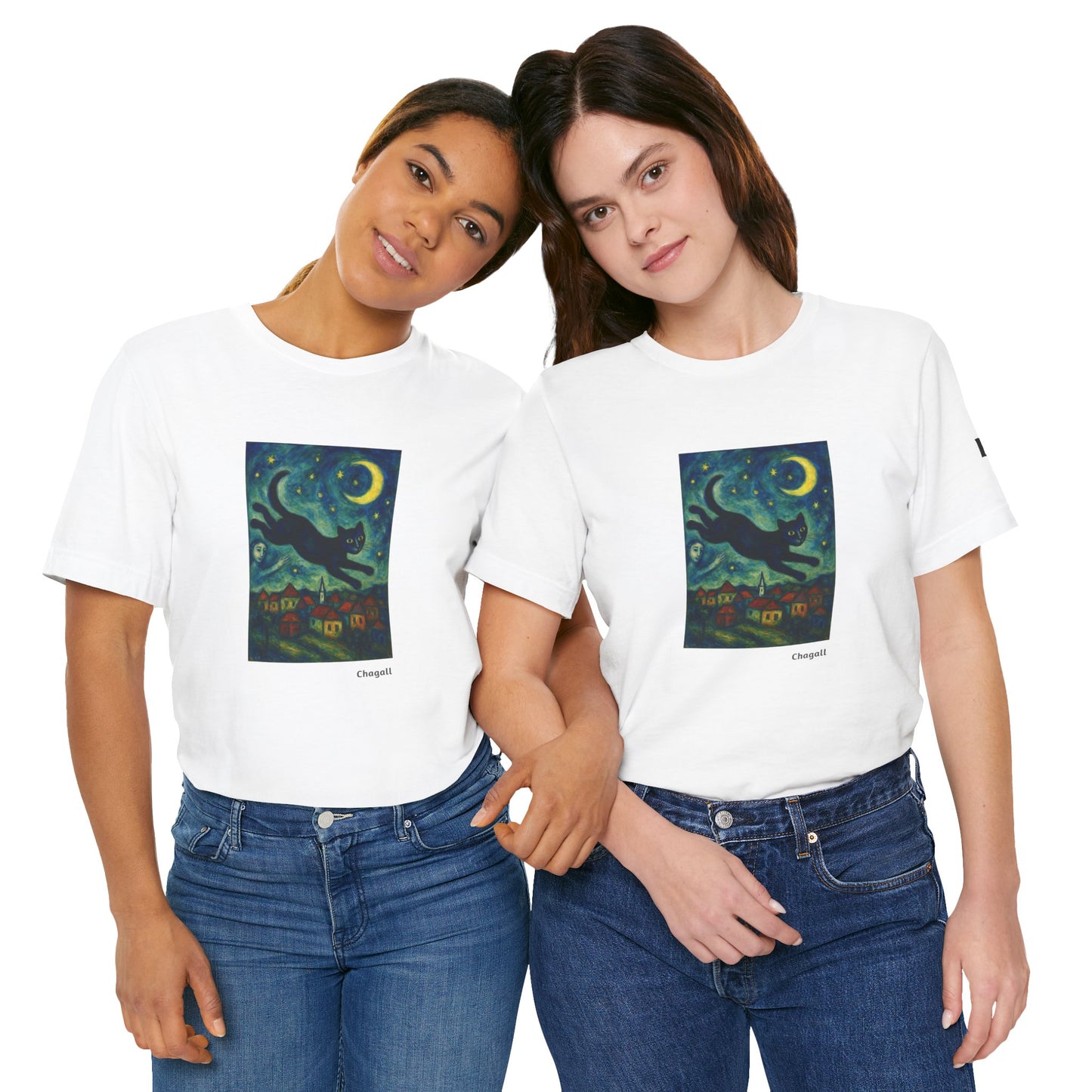 CATART Unisex Jersey Cat T-Shirt - MARC CHAGALL - Iconic Painting Reimagined with Cats