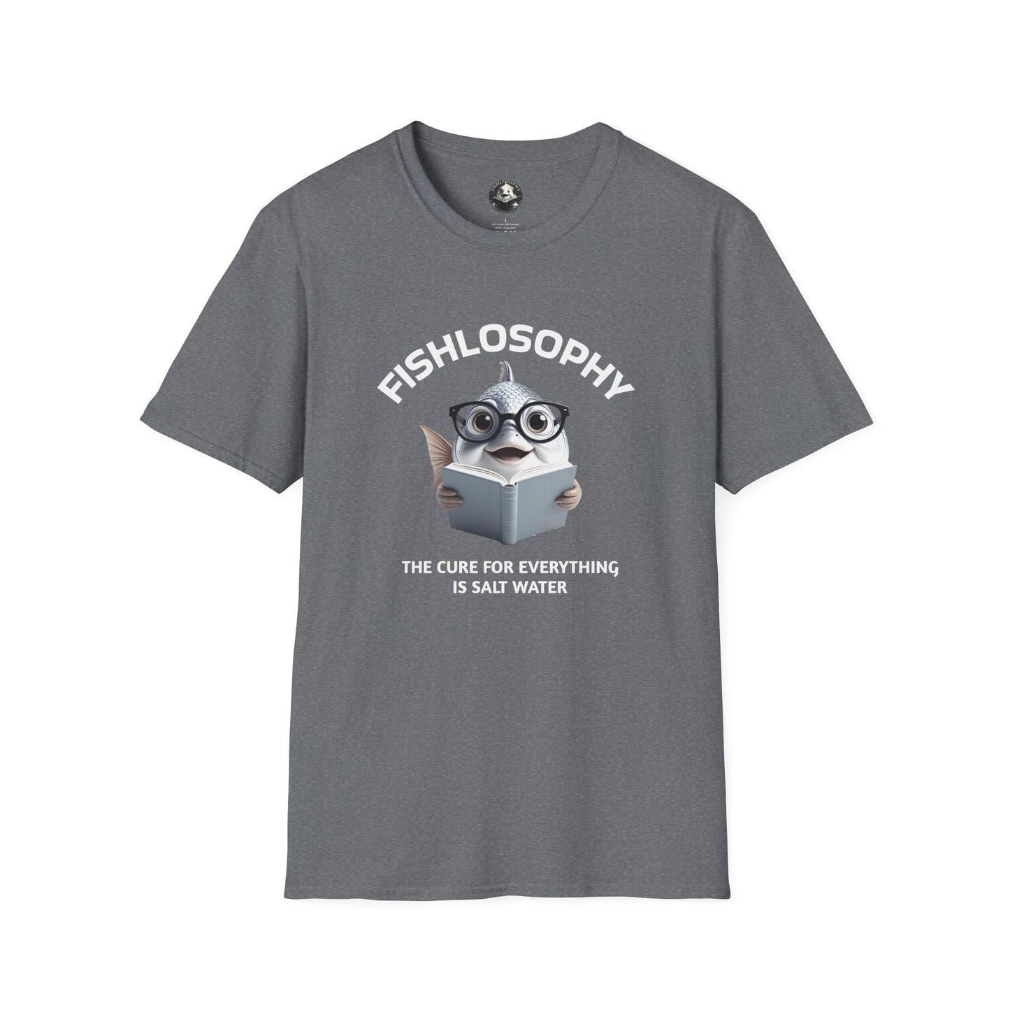 Fishlosophy Unisex T-Shirt - Ocean Vibes and Life's Questions Design - The Cure For Everything Is Salt Water