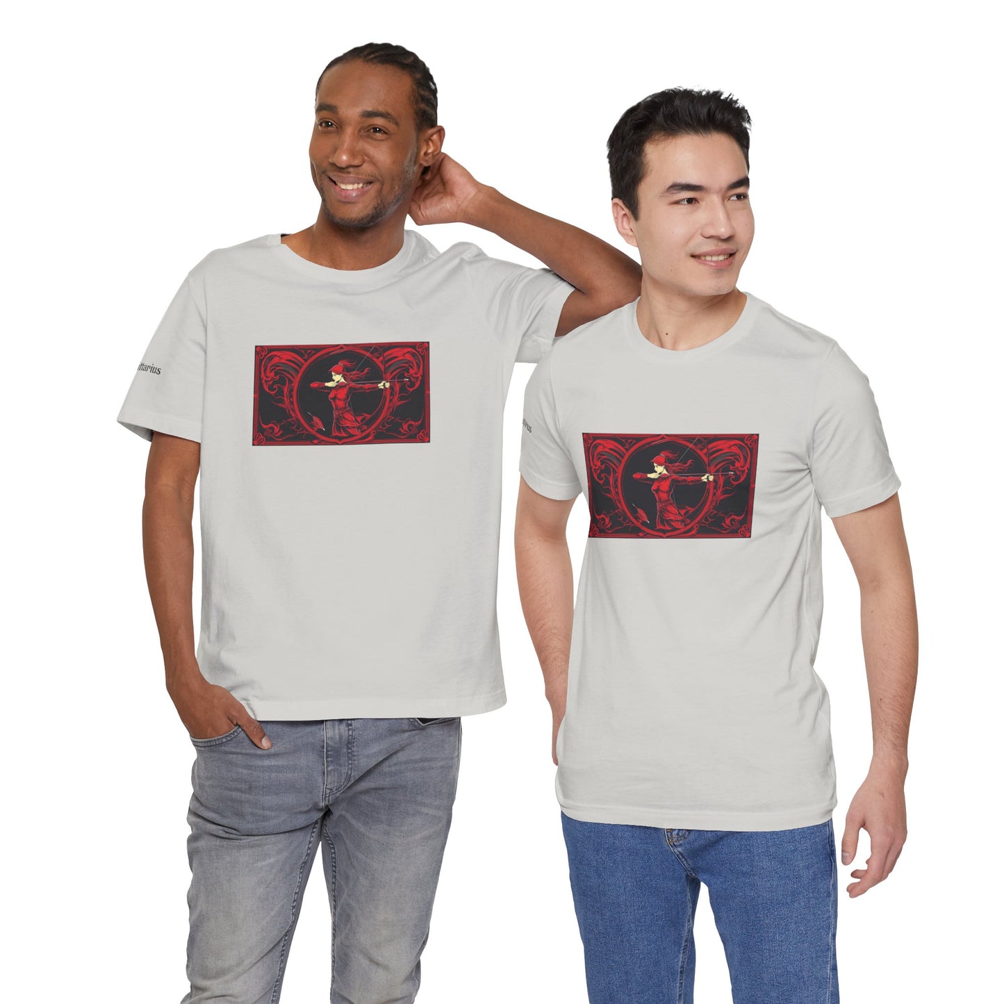 Sagittarius - Gothic Zodiac T-Shirt. Red graphic in front. Zodiac in the Shadows