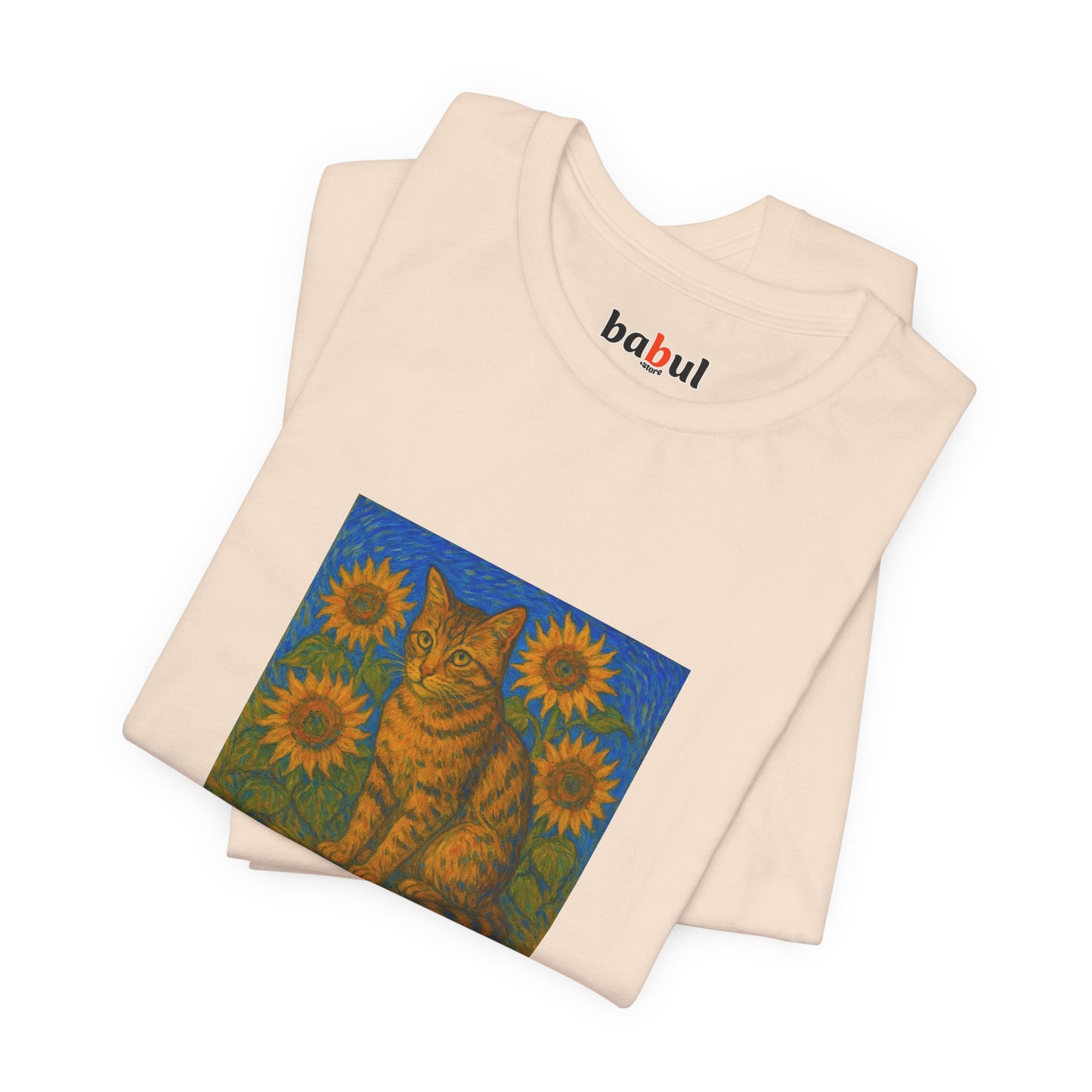 CATART Unisex Jersey Cat T-Shirt - Vincent van Gogh - Iconic Painting Reimagined with Cats
