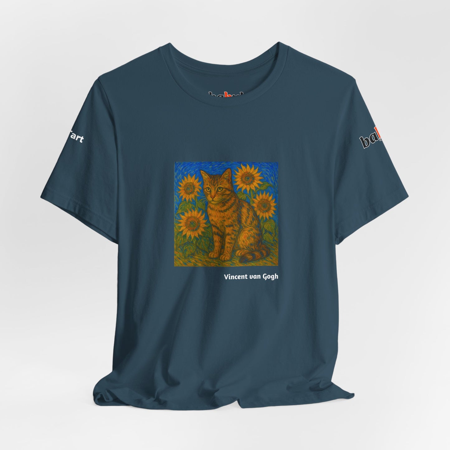 CATART Unisex Jersey Cat T-Shirt - Vincent van Gogh - Iconic Painting Reimagined with Cats
