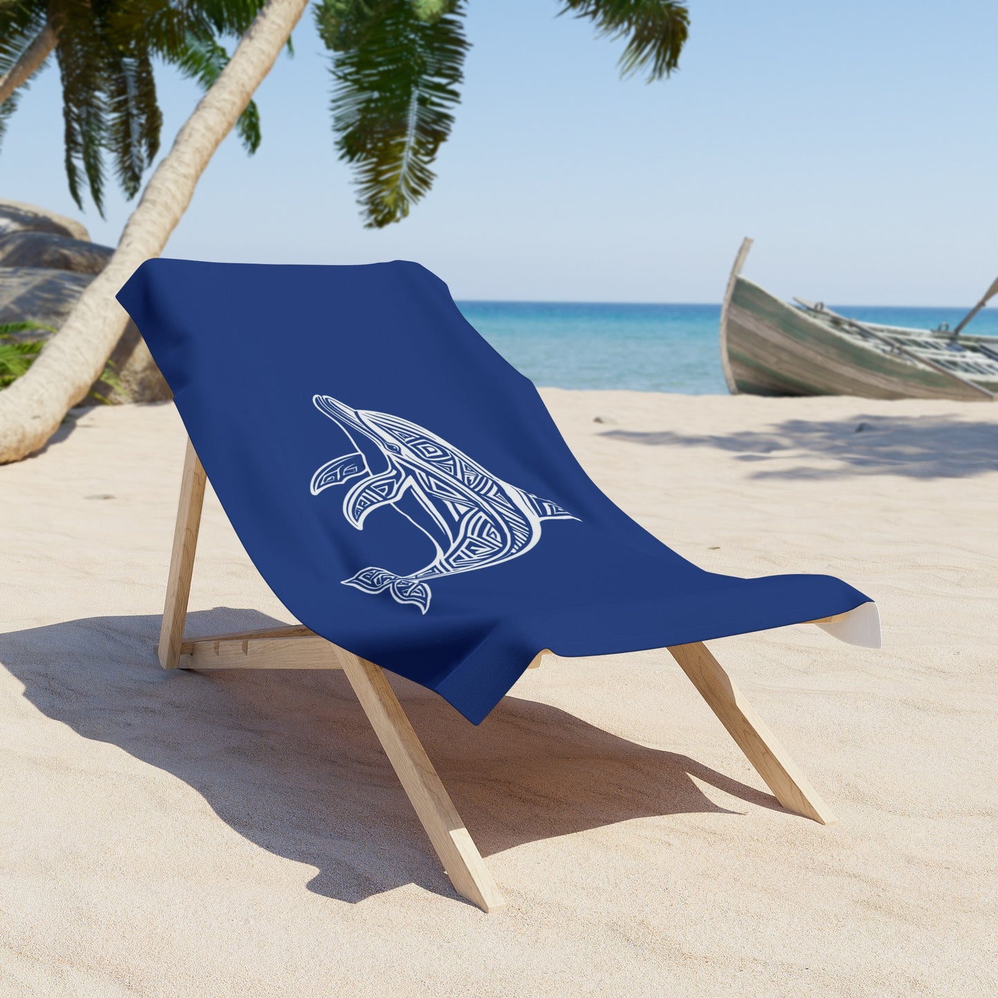 Tribal Waves Beach Towel - DOLPHIN