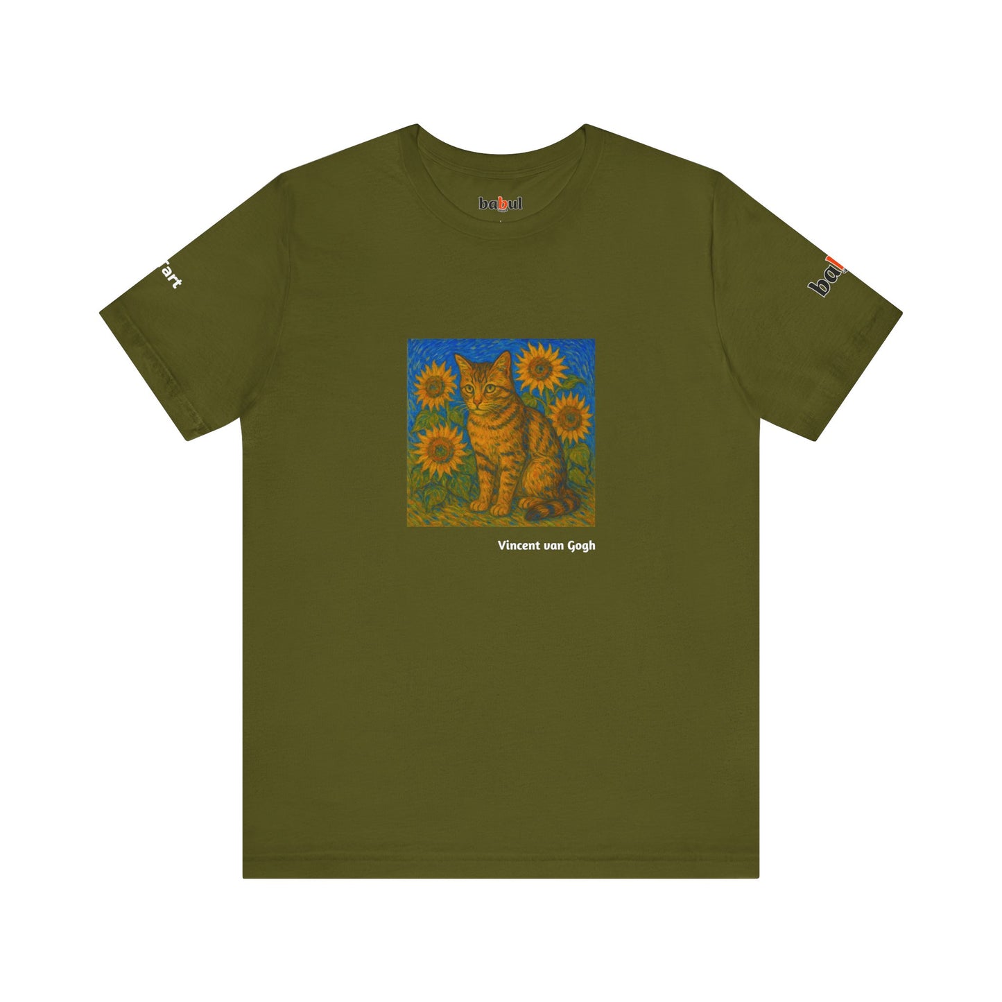CATART Unisex Jersey Cat T-Shirt - Vincent van Gogh - Iconic Painting Reimagined with Cats