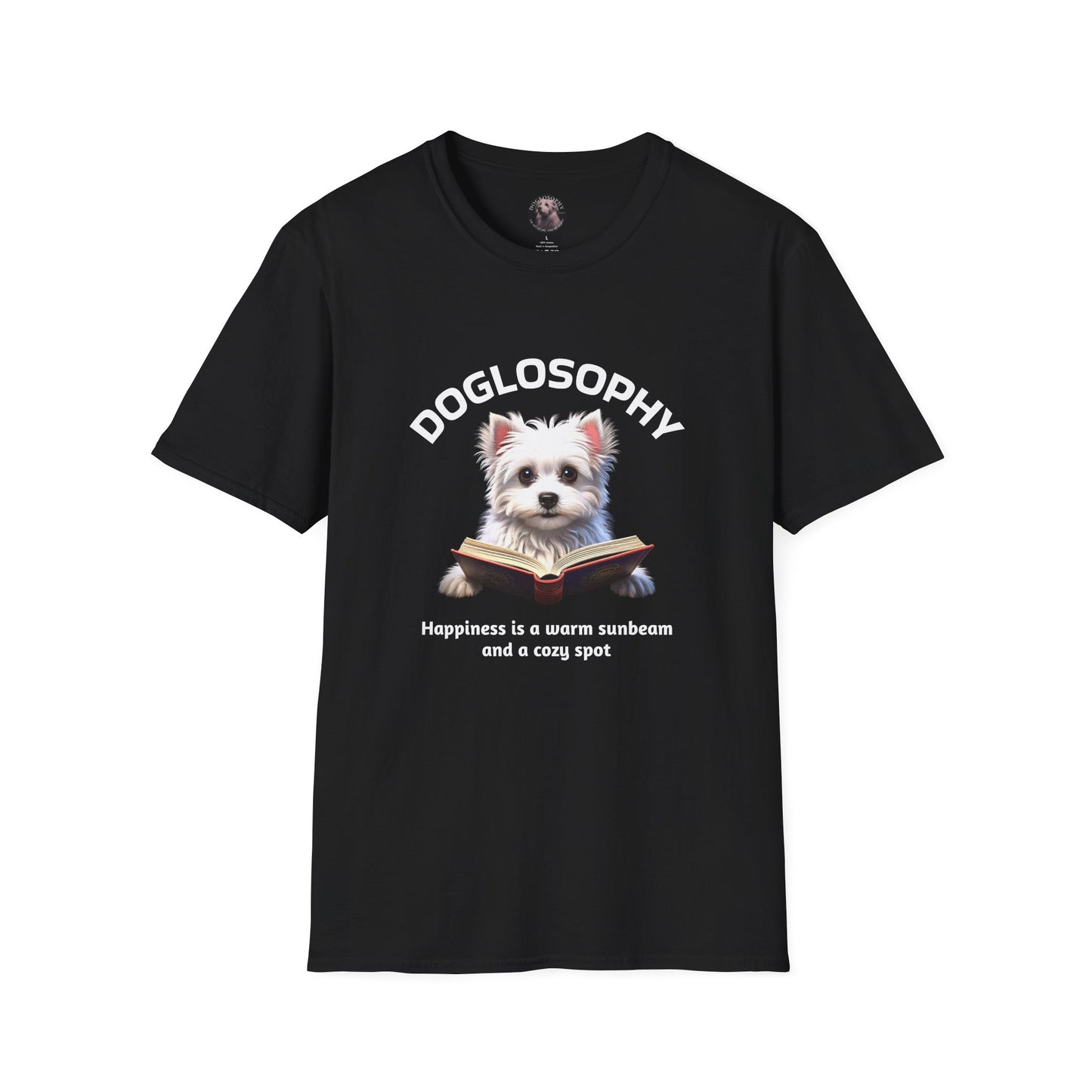 Doglosophy Unisex Softstyle T-Shirt - "Happiness is a Warm Sunbeam" Design