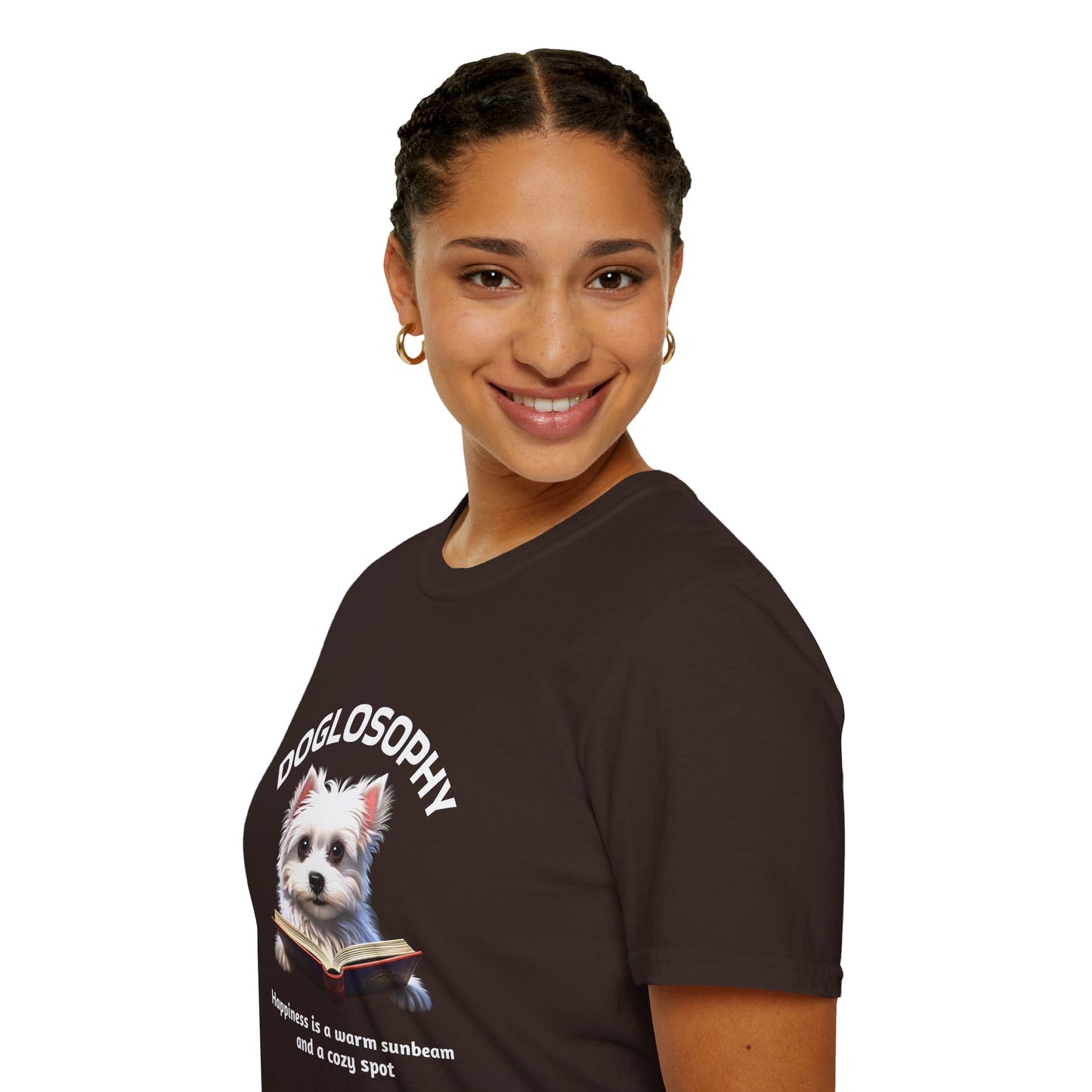 Doglosophy Unisex Softstyle T-Shirt - "Happiness is a Warm Sunbeam" Design