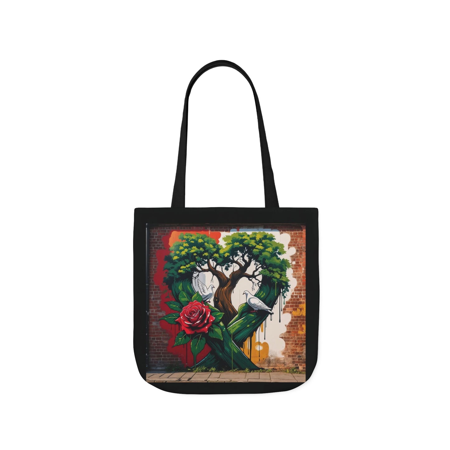 Artistic Surge - Eco-Friendly Canvas Tote Bag - HEART WITH ROSE