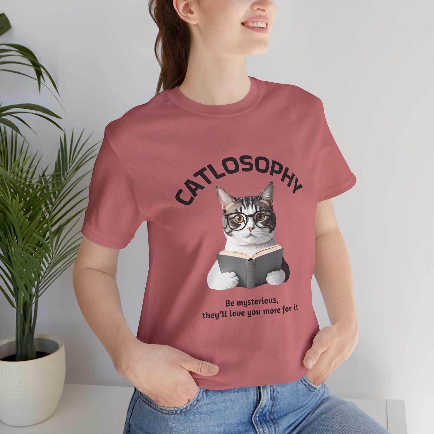 Catlosophy Unisex Jersey Short Sleeve Tee – "Be mysterious" Design