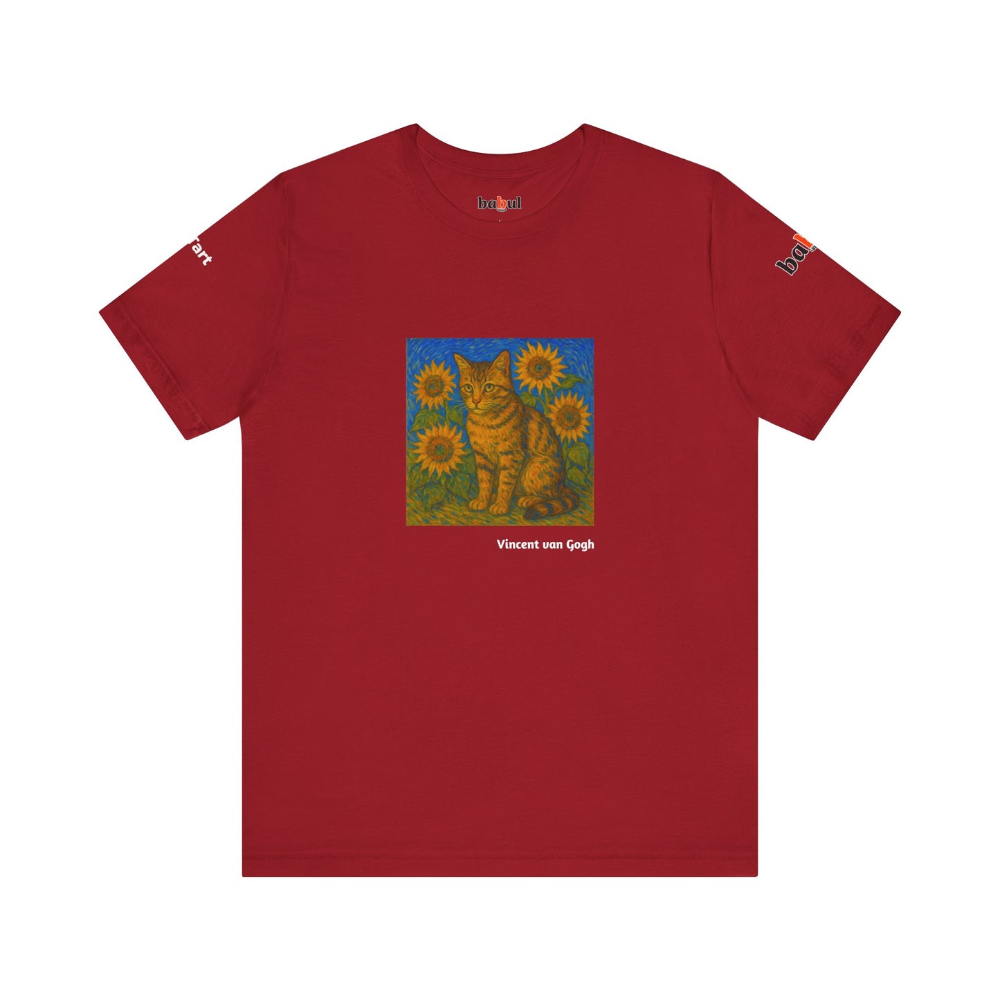 CATART Unisex Jersey Cat T-Shirt - Vincent van Gogh - Iconic Painting Reimagined with Cats