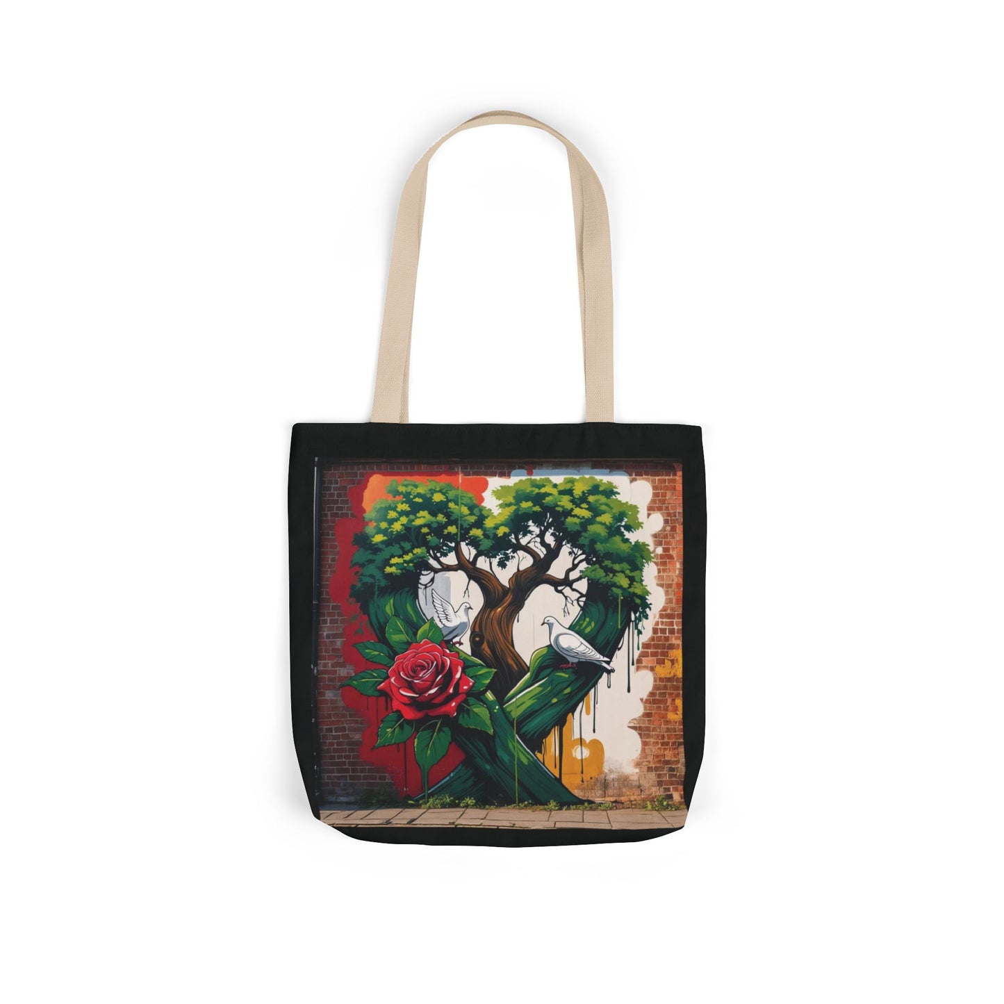 Artistic Surge - Eco-Friendly Canvas Tote Bag - HEART WITH ROSE