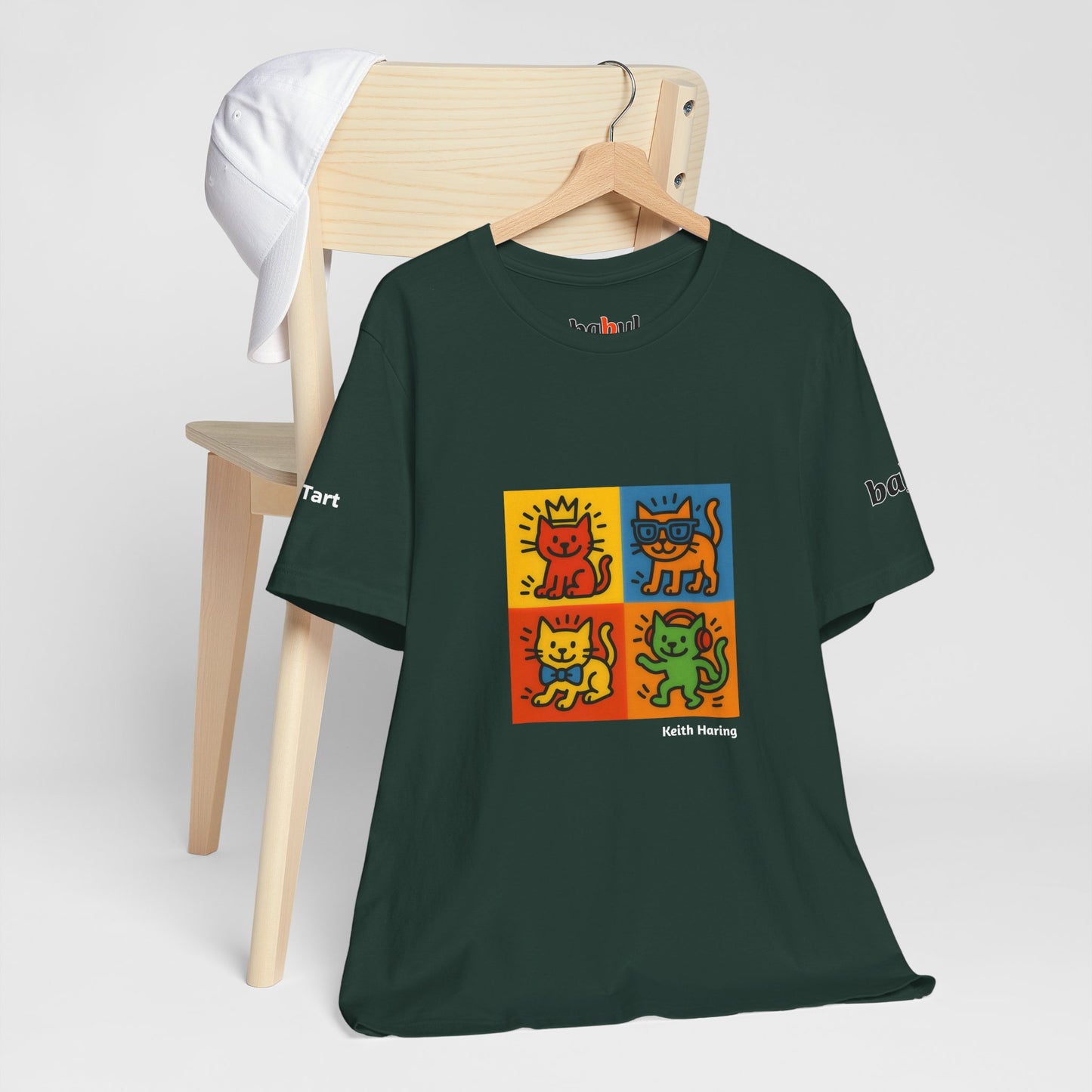 CATART Unisex Jersey Cat T-Shirt - KEITH HARING - Iconic Painting Reimagined with Cats