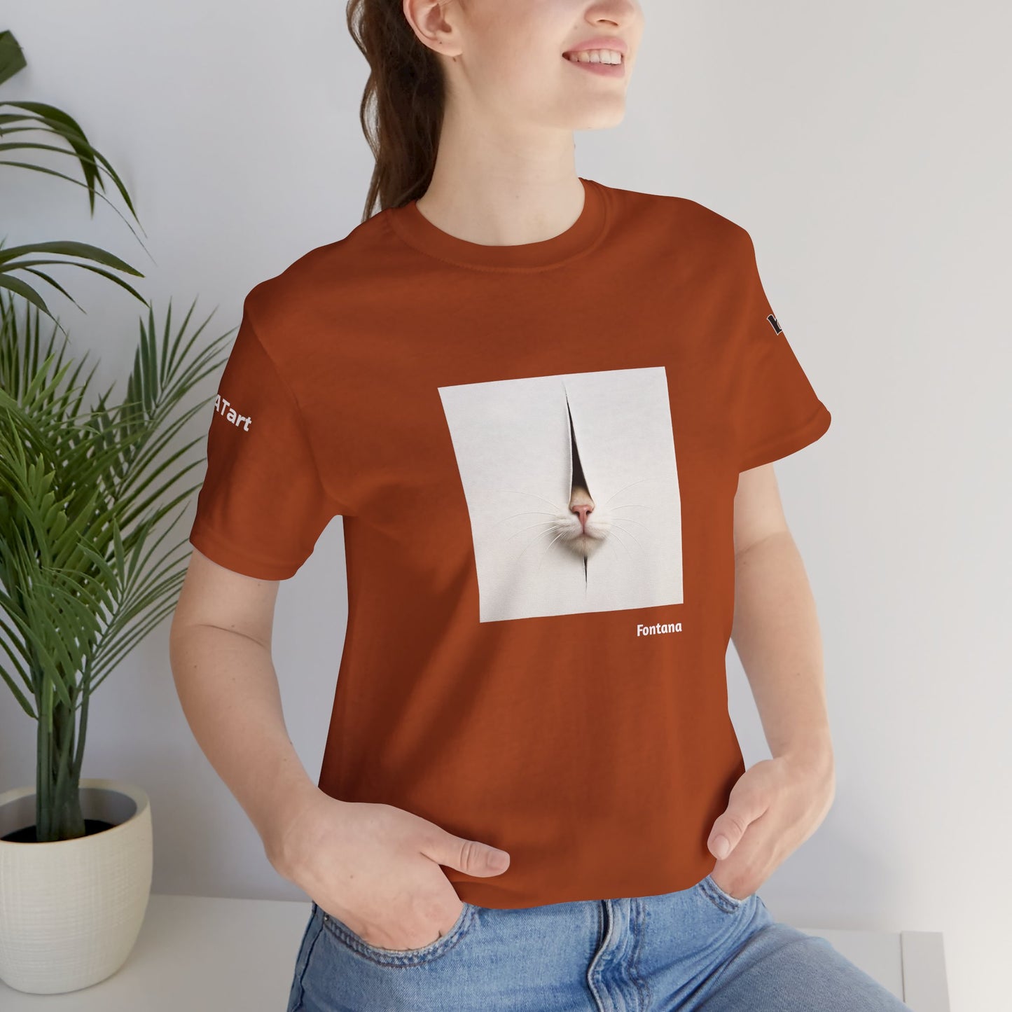 CATART Unisex Jersey Cat T-Shirt - FONTANA - Iconic Painting Reimagined with Cats