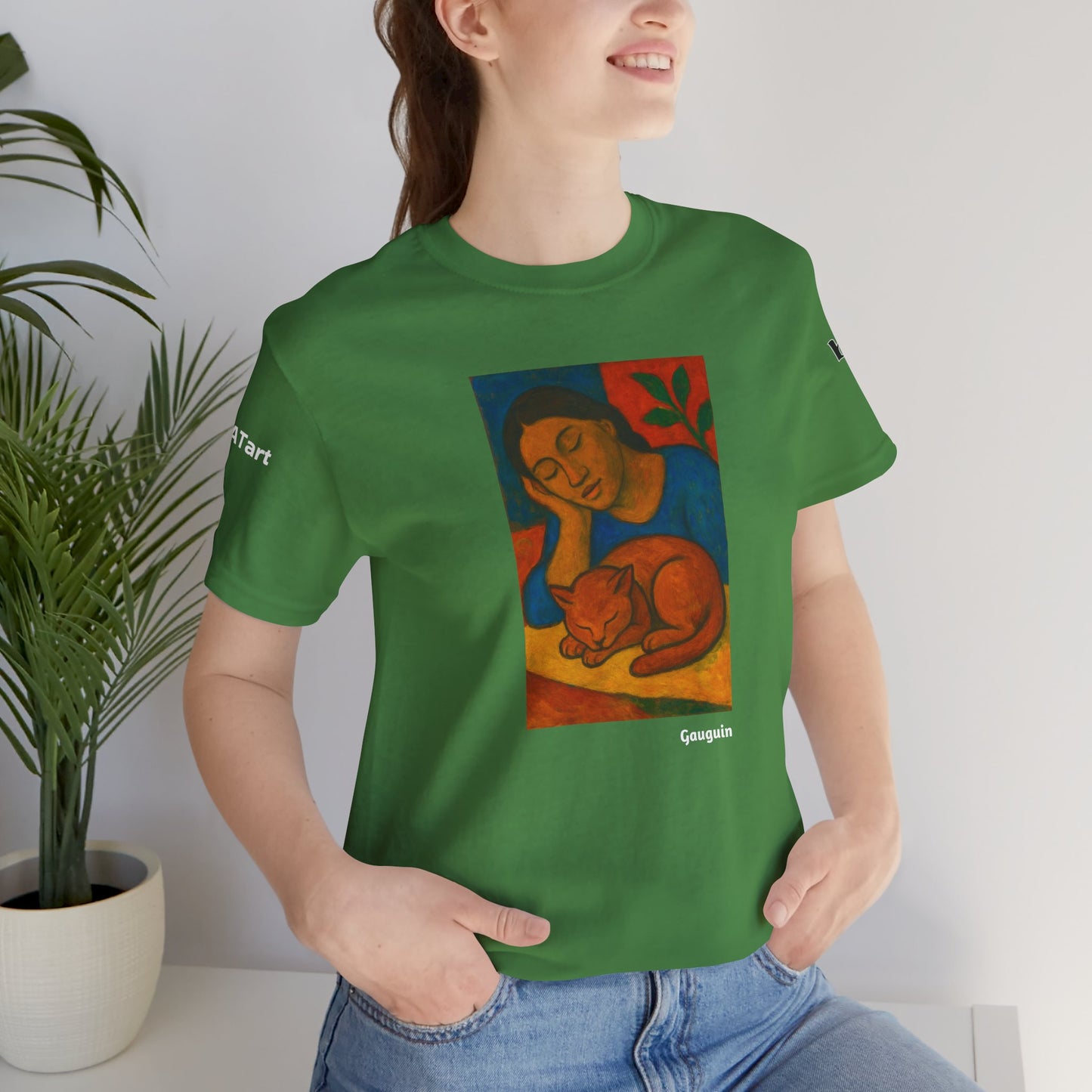 CATART Unisex Jersey Cat T-Shirt - GAUGUIN - Iconic Painting Reimagined with Cats