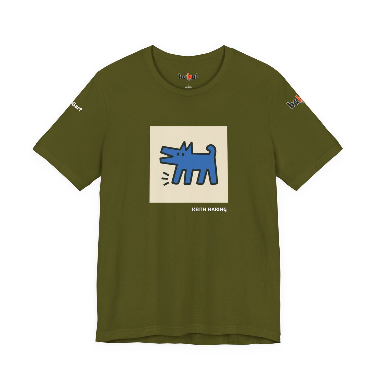 DOGART Unisex Jersey Cat T-Shirt - KEITH HARING - Iconic Painting Reimagined with Dogs