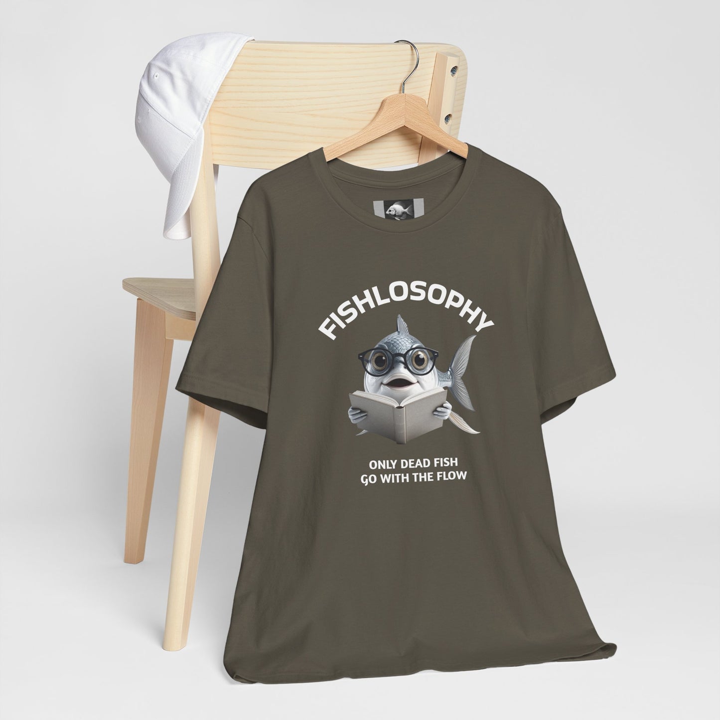 Fishlosophy Unisex Jersey Short Sleeve Tee – Only Dead Fish go with the Flow
