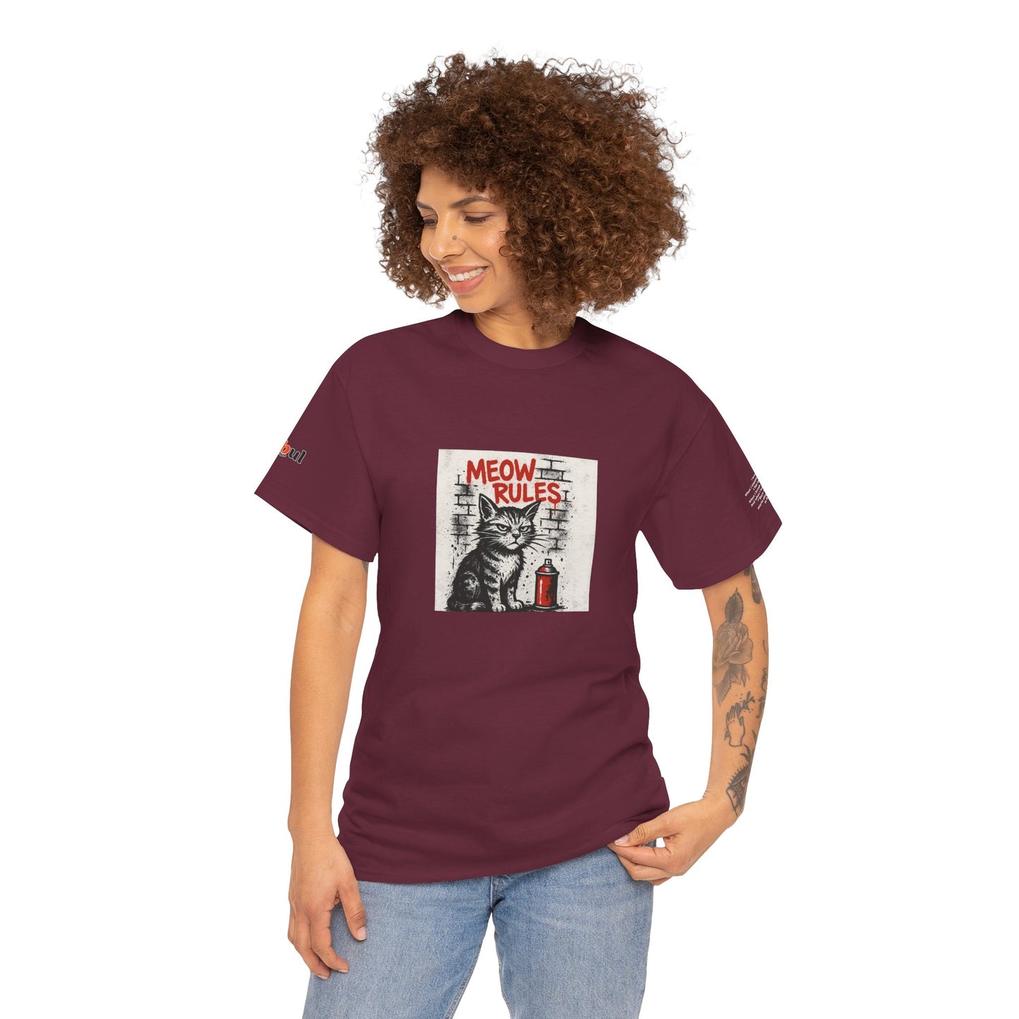Rebel Graphic Tee - Unisex Heavy Cotton T-Shirt for the Wild at Heart. Rebel Tees, Born to Be Worn - MEOW RULES