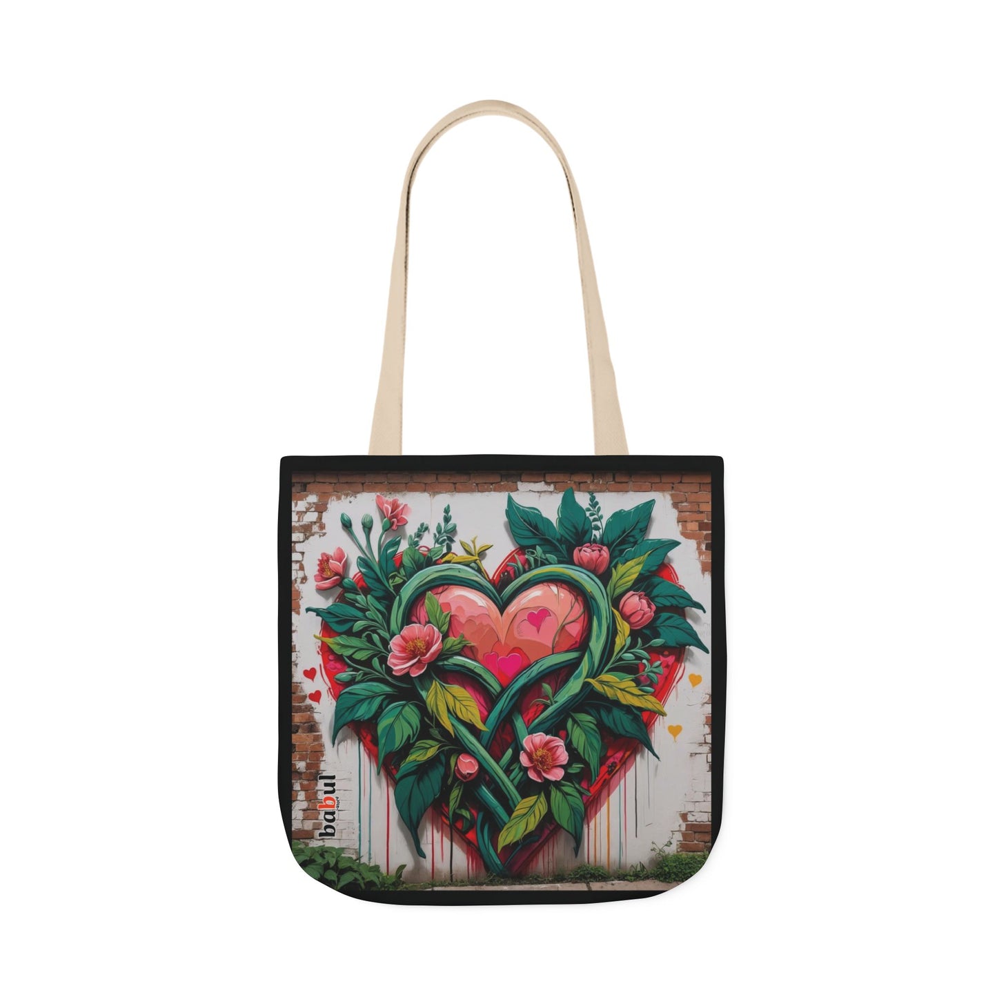 Artistic Surge - Eco-Friendly Canvas Tote Bag - FLOWERED HEARTS