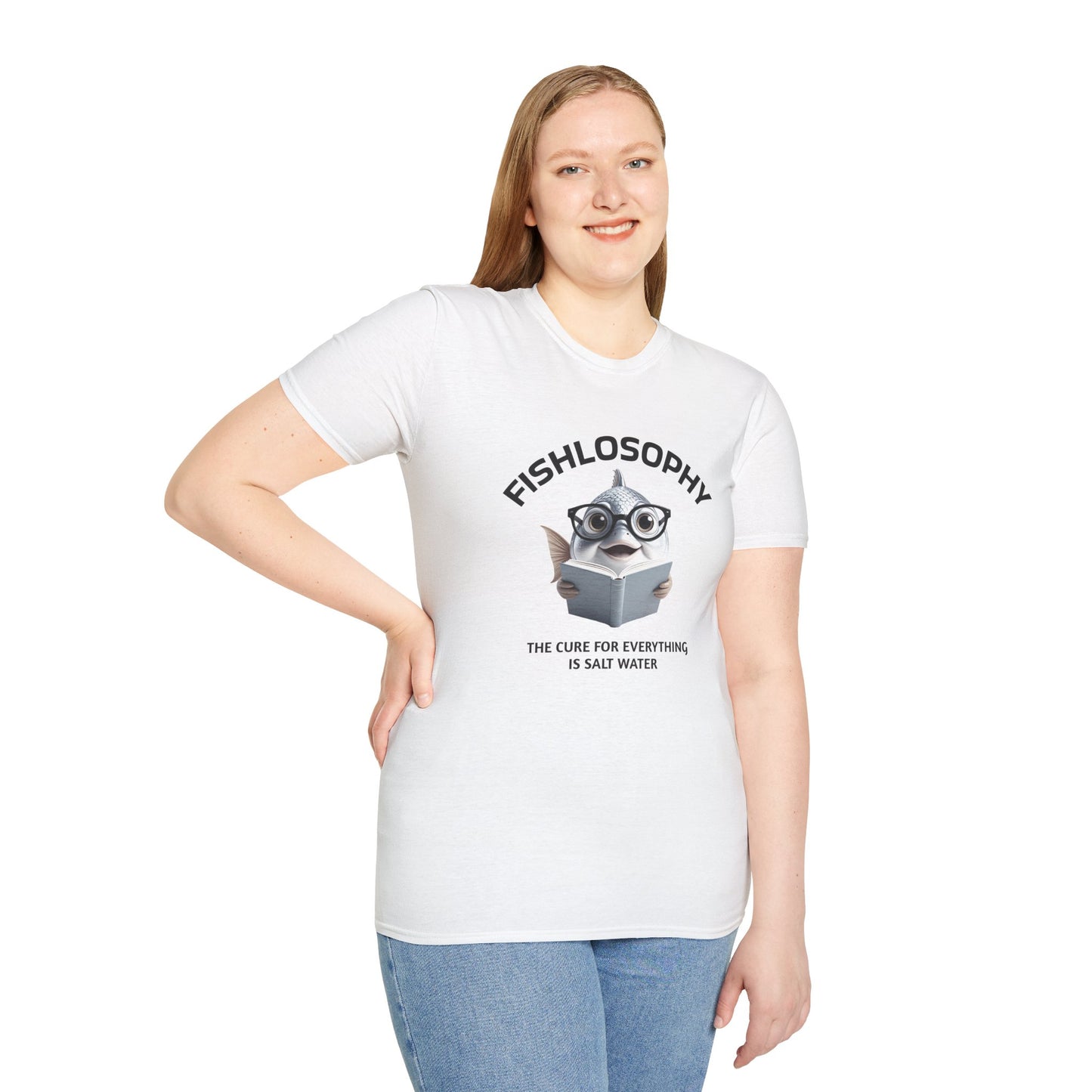 Fishlosophy Unisex T-Shirt - Ocean Vibes and Life's Questions Design - The Cure For Everything Is Salt Water
