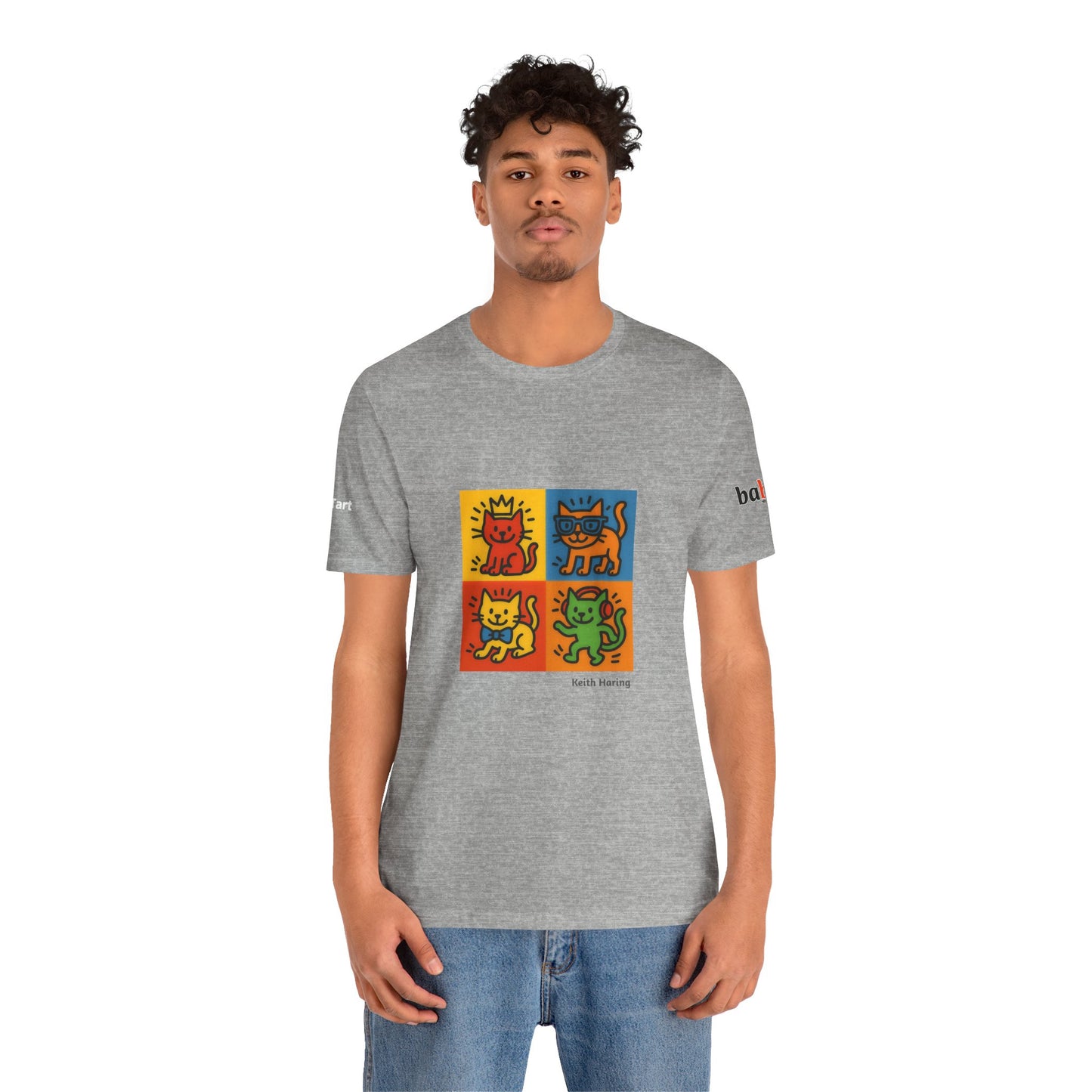 CATART Unisex Jersey Cat T-Shirt - KEITH HARING - Iconic Painting Reimagined with Cats