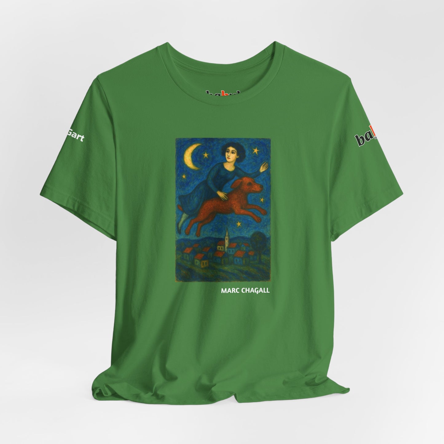 DOGART Unisex Jersey Cat T-Shirt - MARC CHAGALL - Iconic Painting Reimagined with Dogs