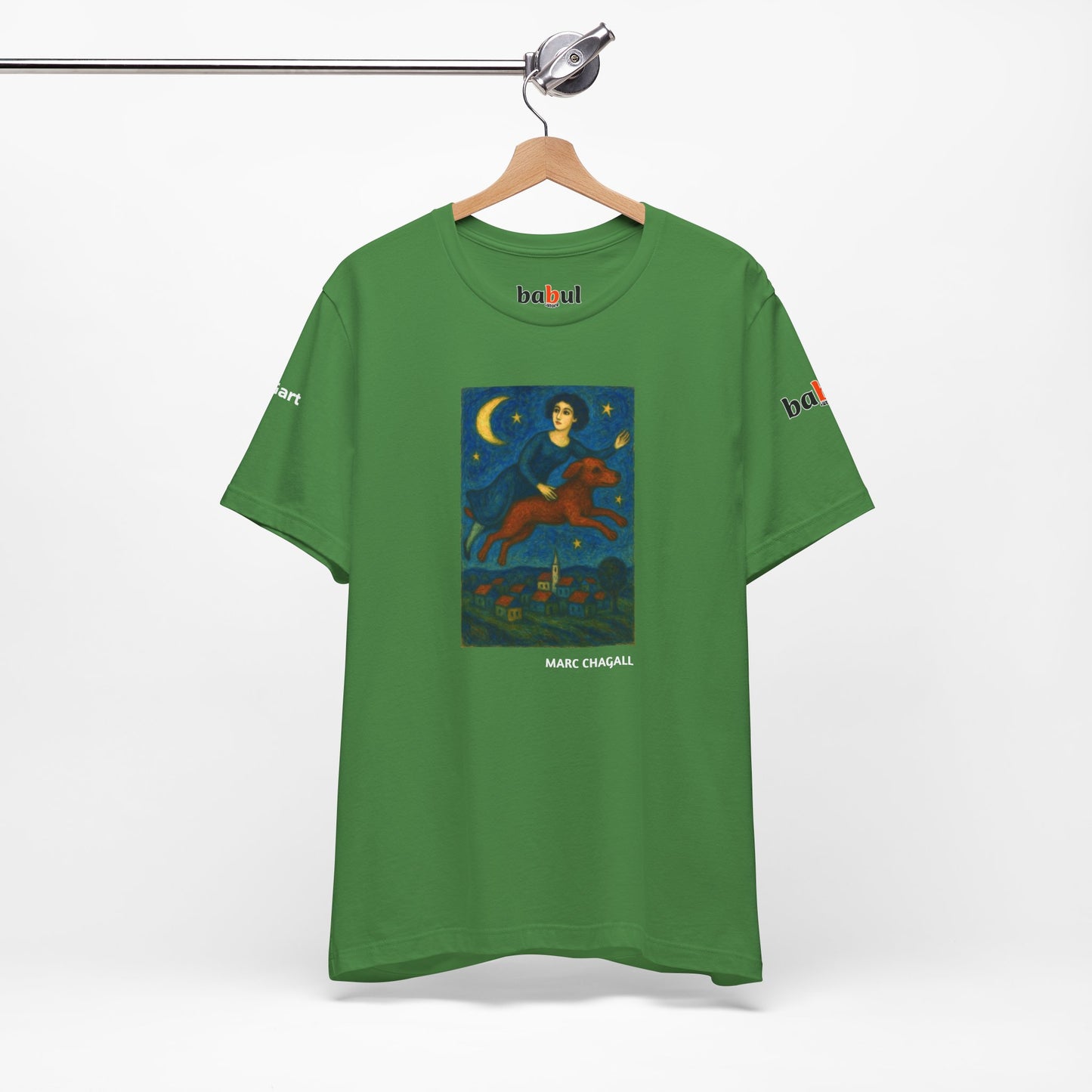 DOGART Unisex Jersey Cat T-Shirt - MARC CHAGALL - Iconic Painting Reimagined with Dogs