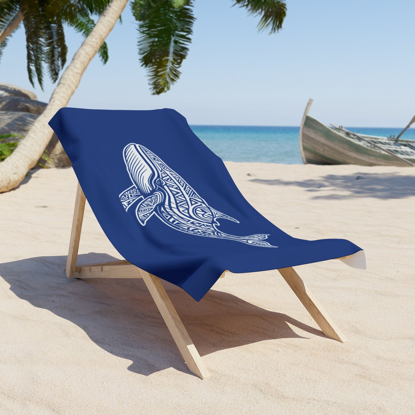Tribal Waves Beach Towel - WHALE