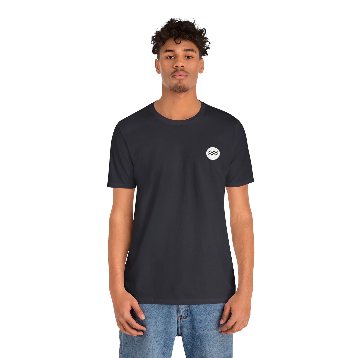 Aquarius - Gothic Zodiac, Red Graphic on the back T-Shirt. Zodiac in the Shadows