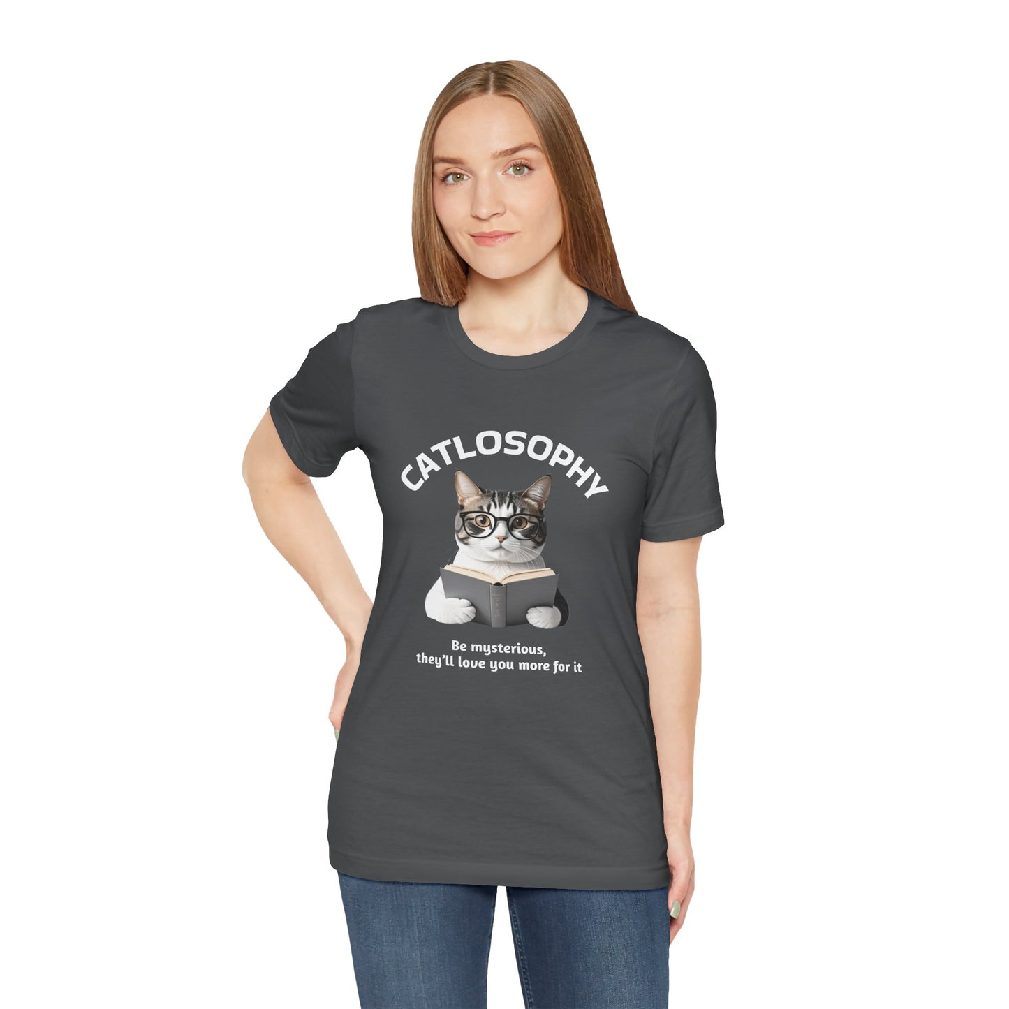 Catlosophy Unisex Jersey Short Sleeve Tee – "Be mysterious" Design
