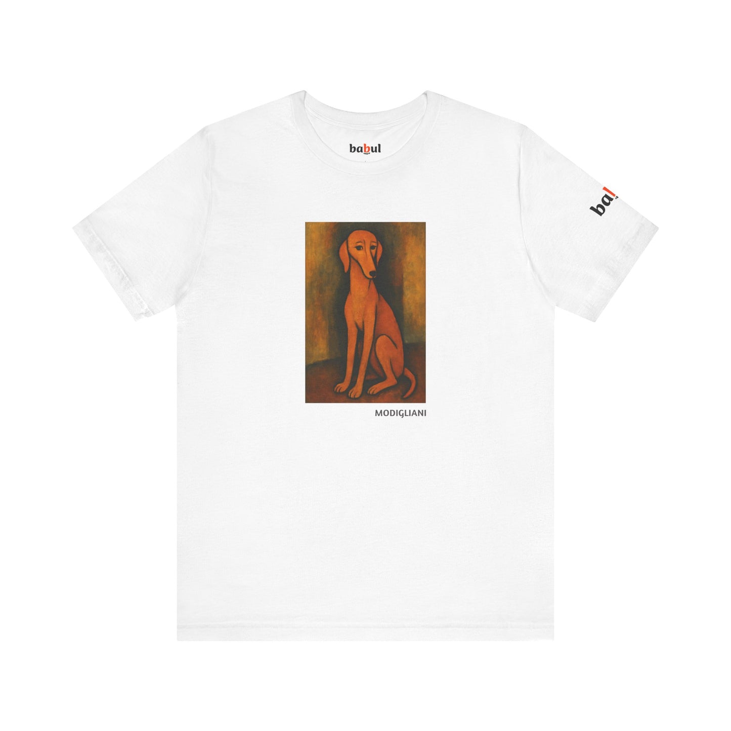 DOGART Unisex Jersey DOG T-Shirt - MODIGLIANI - Iconic Painting Reimagined with Dogs