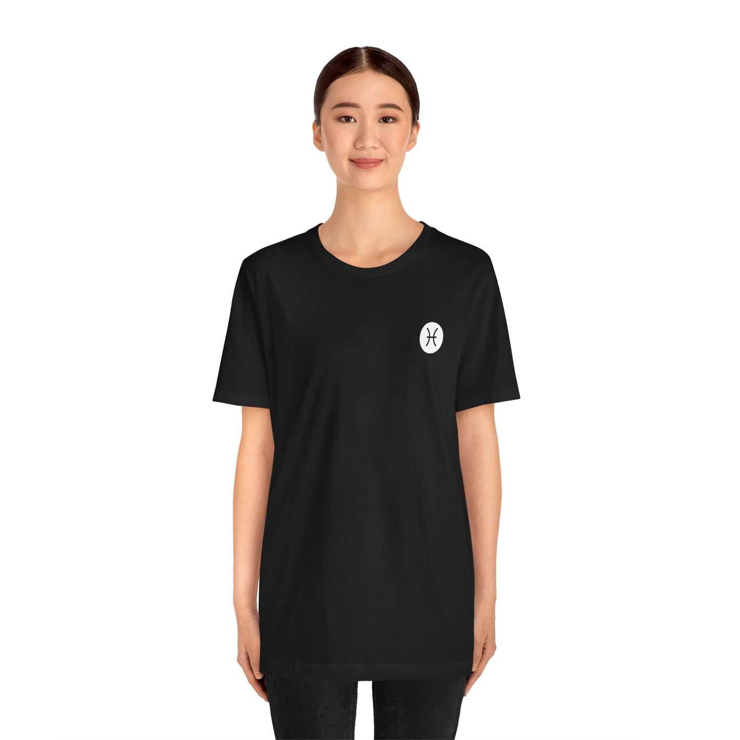 Pisces - Gothic Zodiac, Red Graphic on the back T-Shirt. Zodiac in the Shadows
