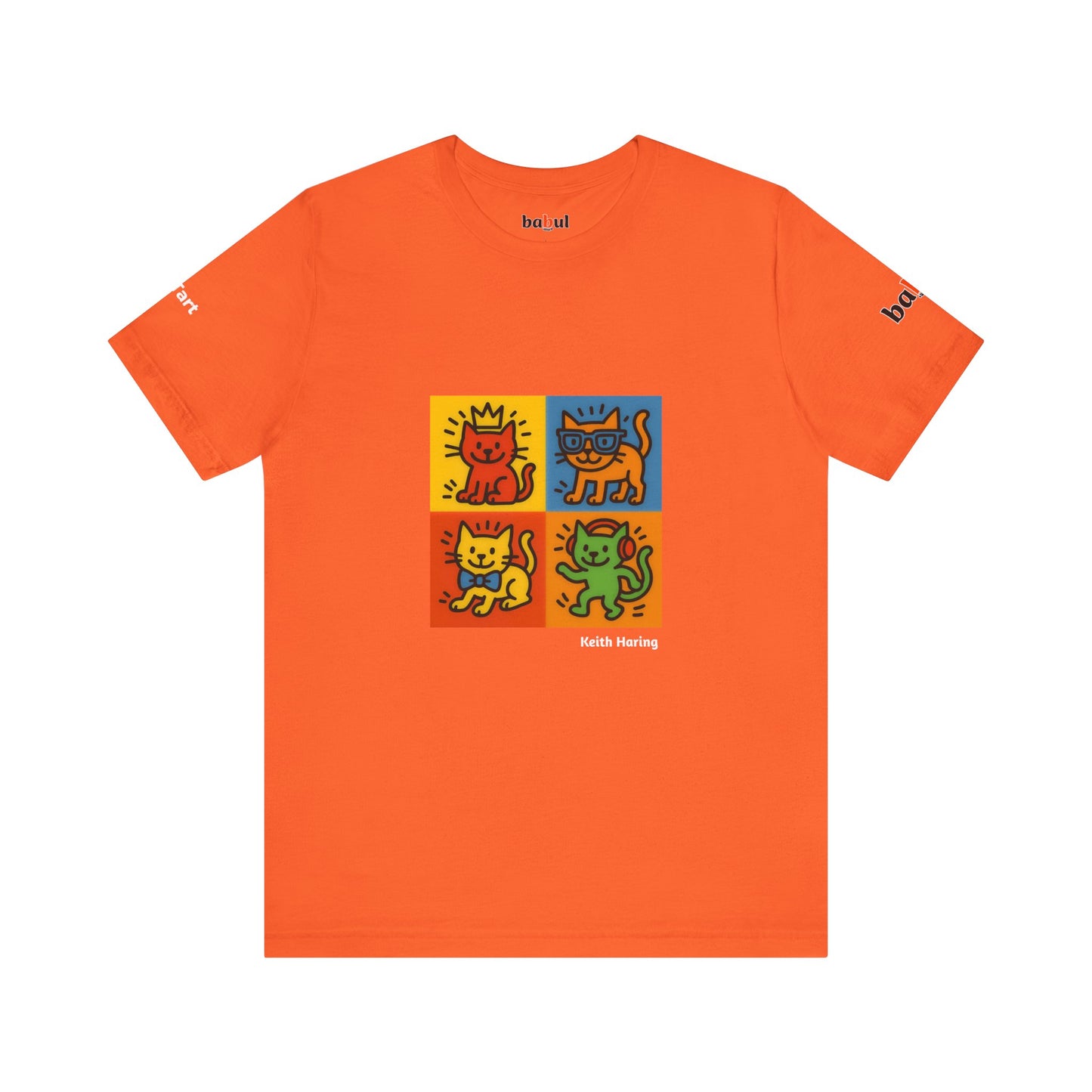 CATART Unisex Jersey Cat T-Shirt - KEITH HARING - Iconic Painting Reimagined with Cats