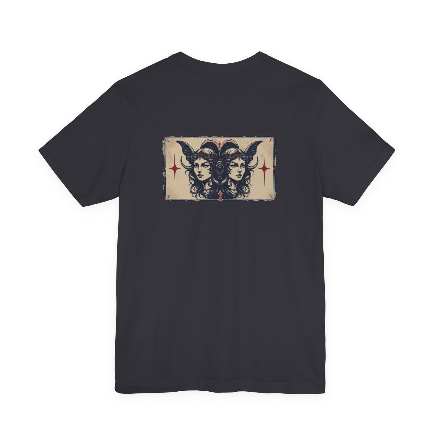 Gemini - Gothic Zodiac T-Shirt. Blue graphic on the back. Zodiac in the Shadows