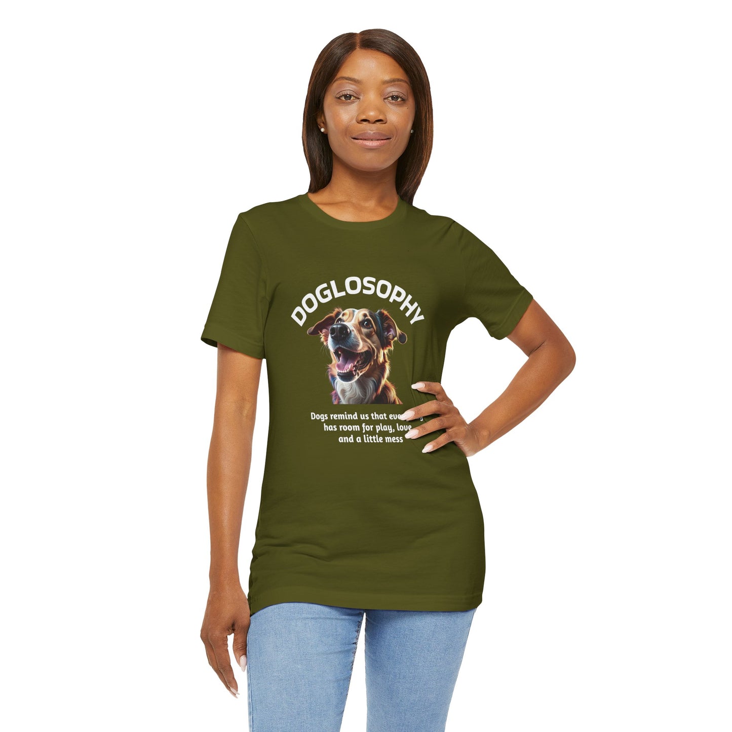 Doglosophy Unisex Jersey Short Sleeve Tee – "Dog Remind Us" Design