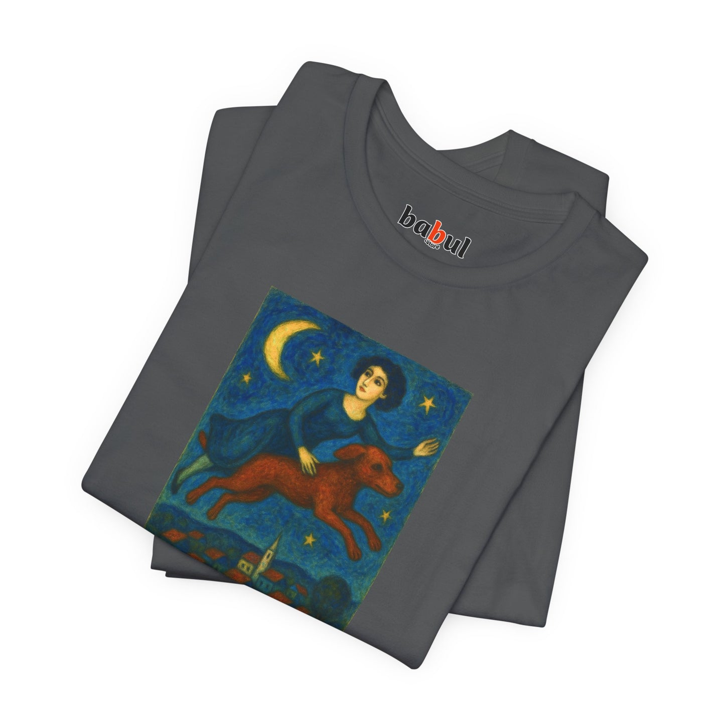 DOGART Unisex Jersey Cat T-Shirt - MARC CHAGALL - Iconic Painting Reimagined with Dogs